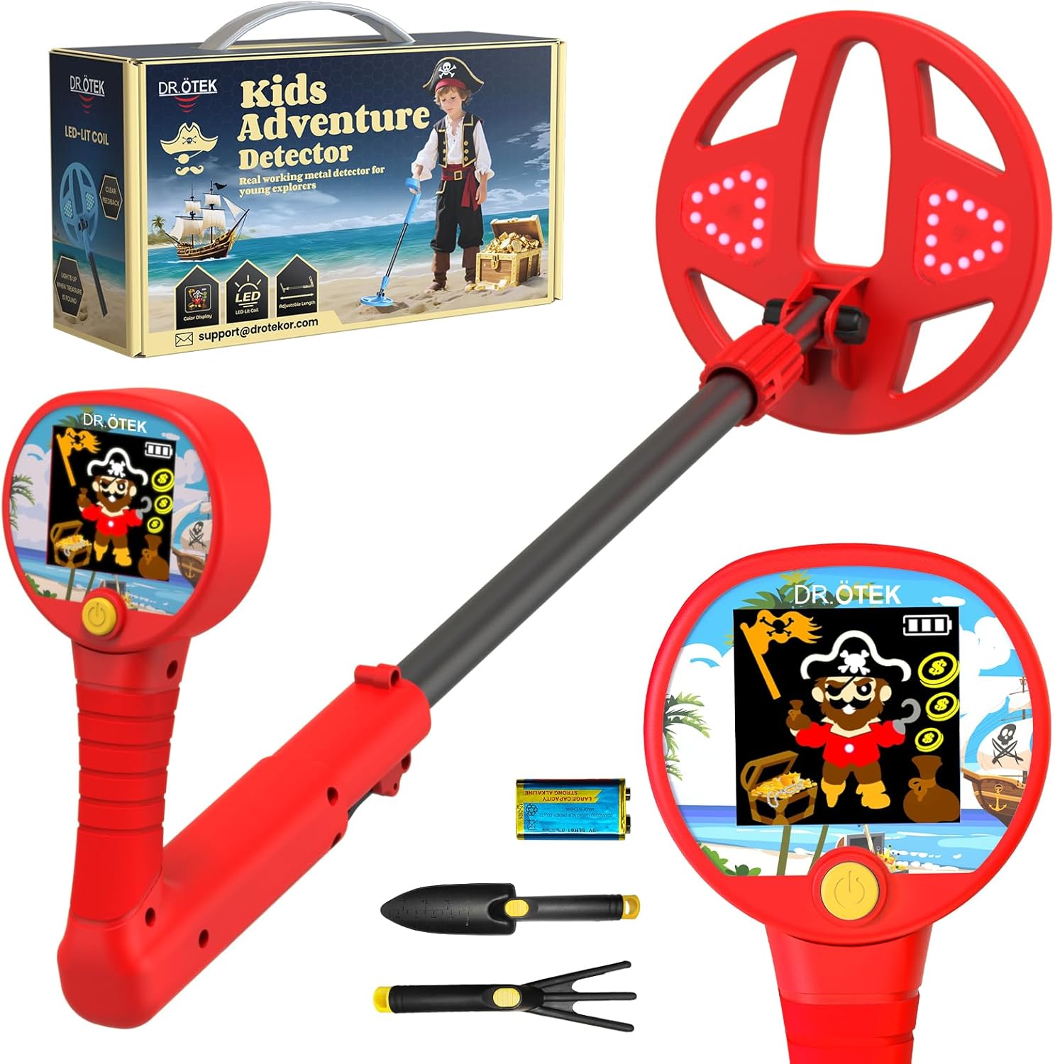 Détecteur de métaux LCD enfants 6,7po bobine LED ajustable