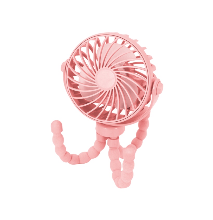 Ventilateur Octopus rose rechargeable Li-ion