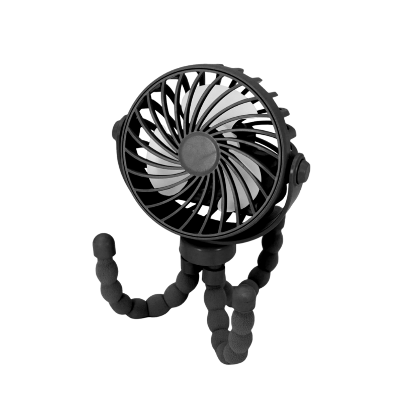 Ventilateur Octopus noir rechargeable Li-ion