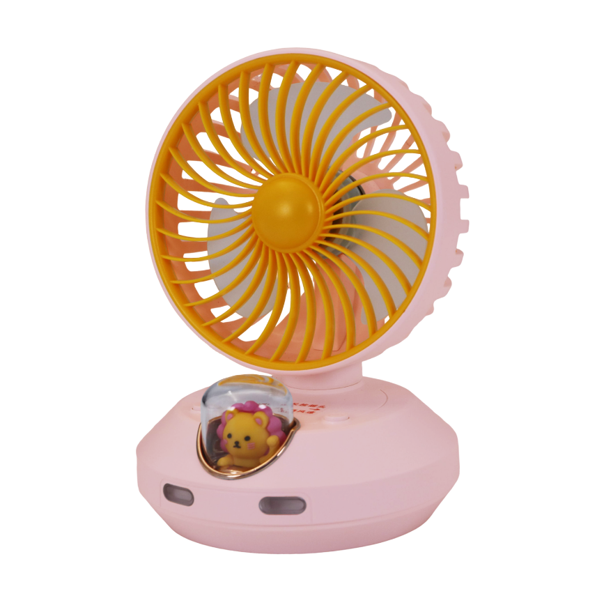 Ventilateur tête oscillante rose rechargeable Li-Ion