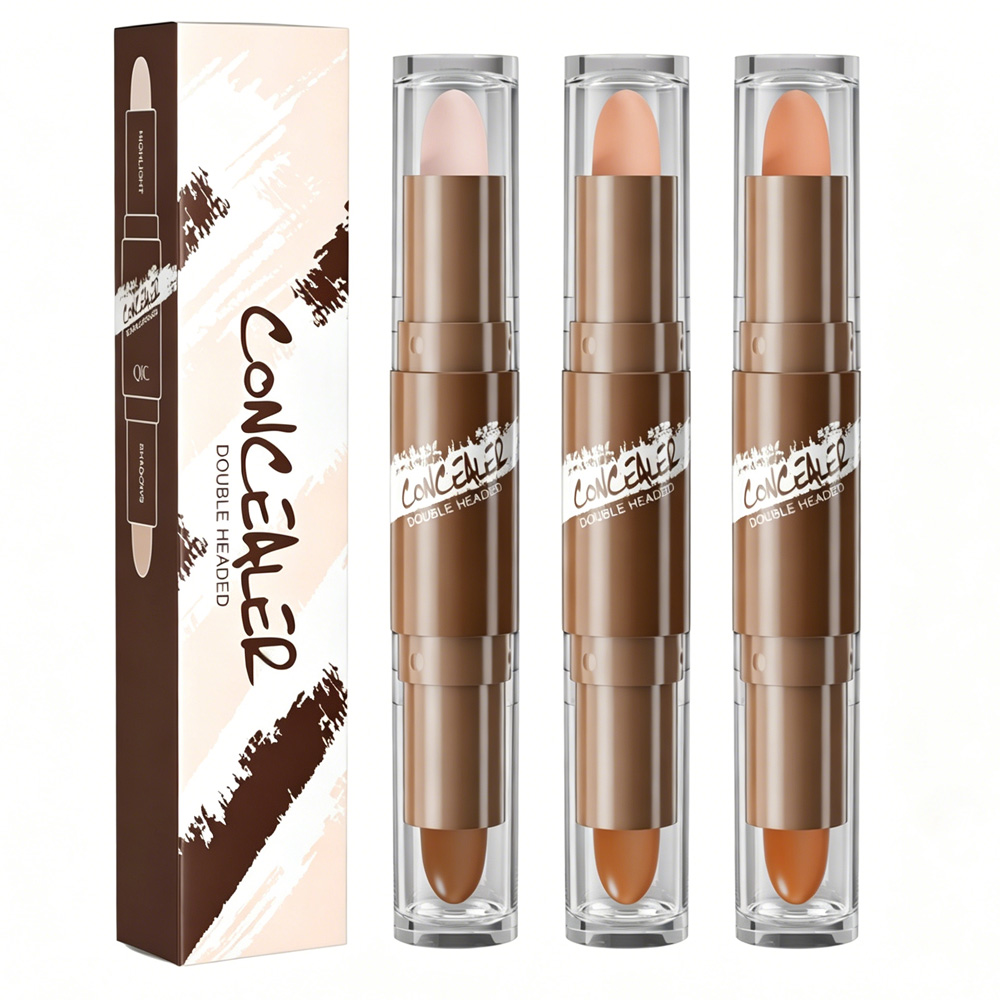 3 bâtons contour double embout 2-en-1 surlignant bronzant
