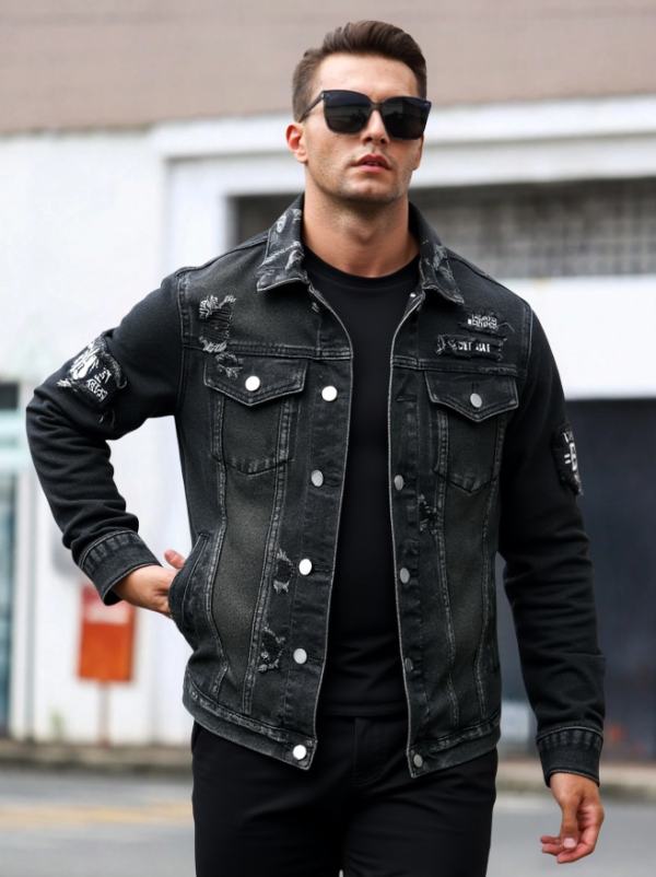 Veste denim ajustée homme
