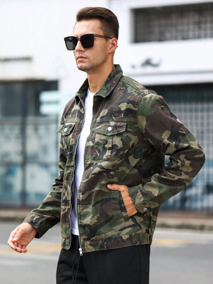 Veste denim ajustée pour hommes