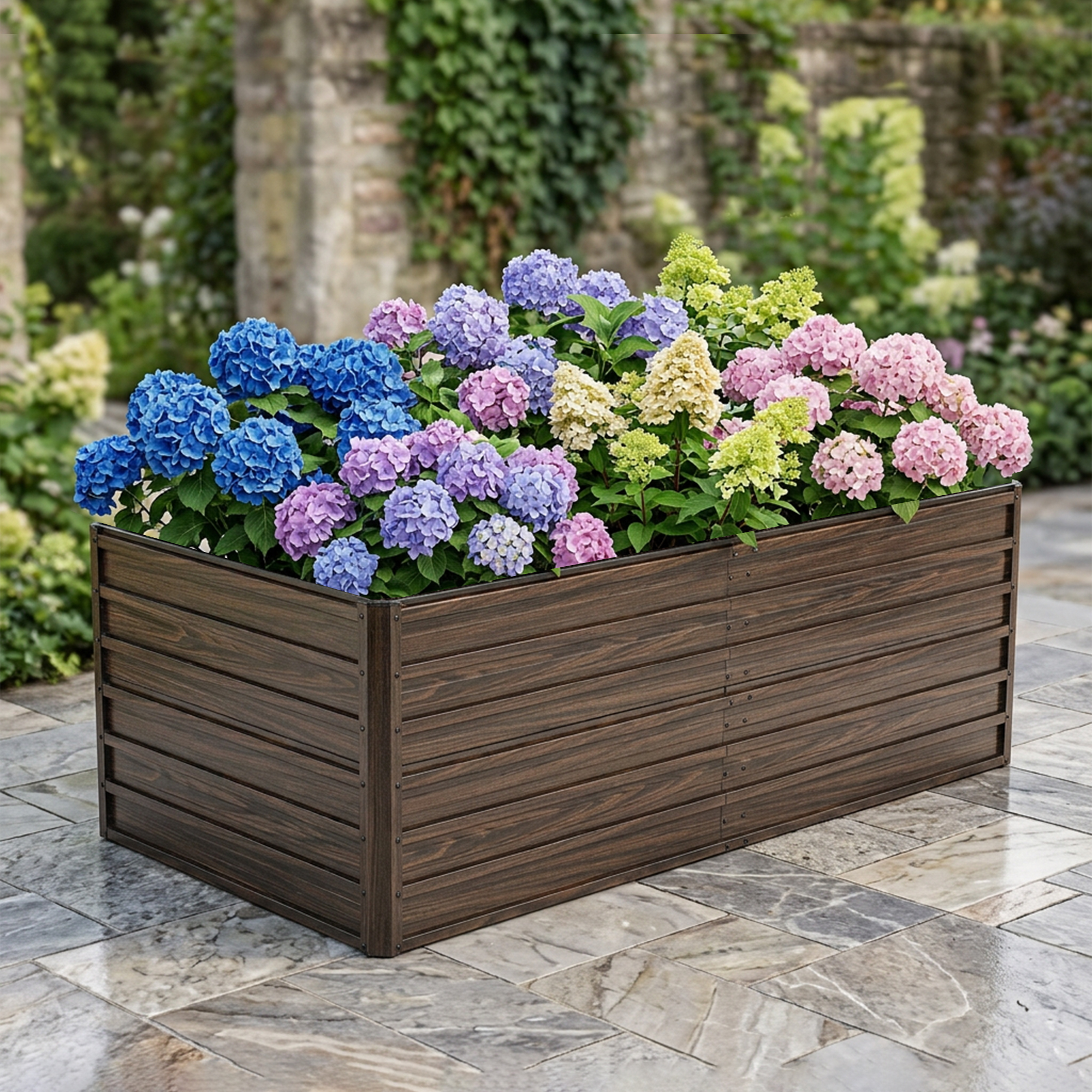 Bac de jardin surélevé 74,6x35,4x25po, acier antirouille, 4 renforts