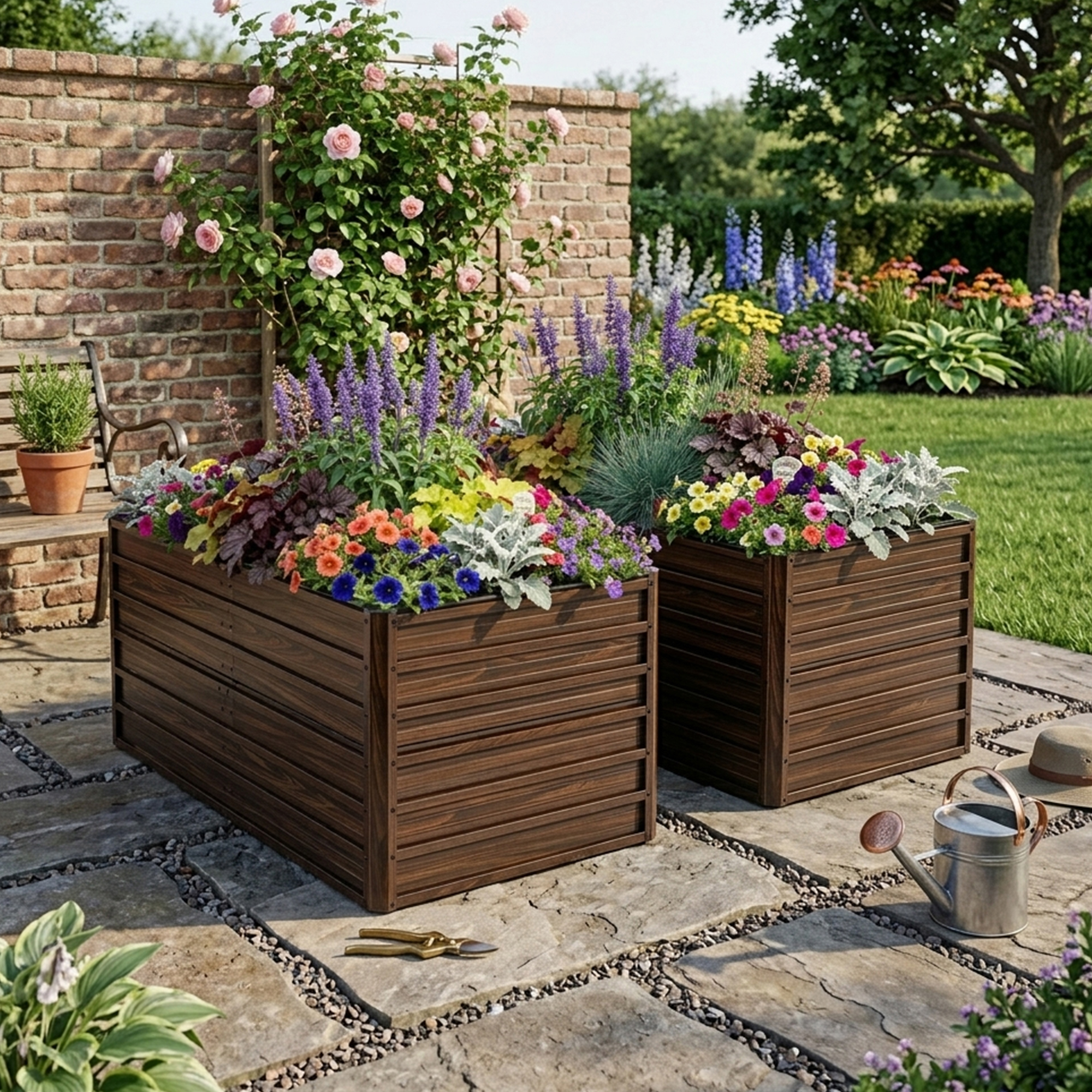 Kit 2 lit surélevé jardin métal 74,6x35,4x25" 8 tiges renforcées