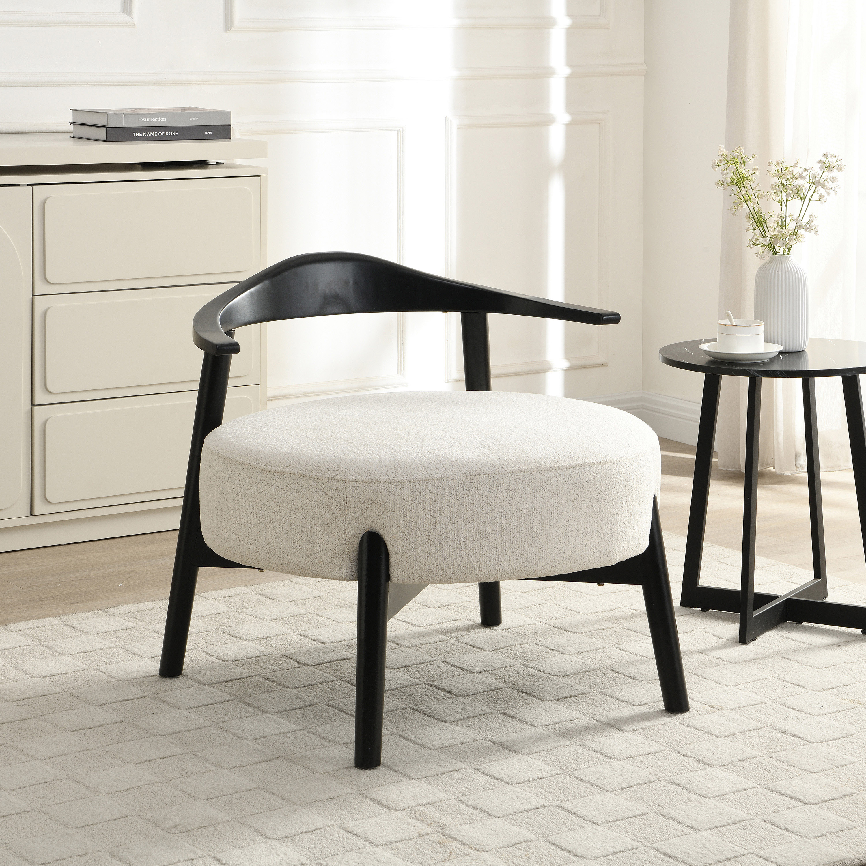 Fauteuil accent matelassé, chambre/salon, beige, 300 lb