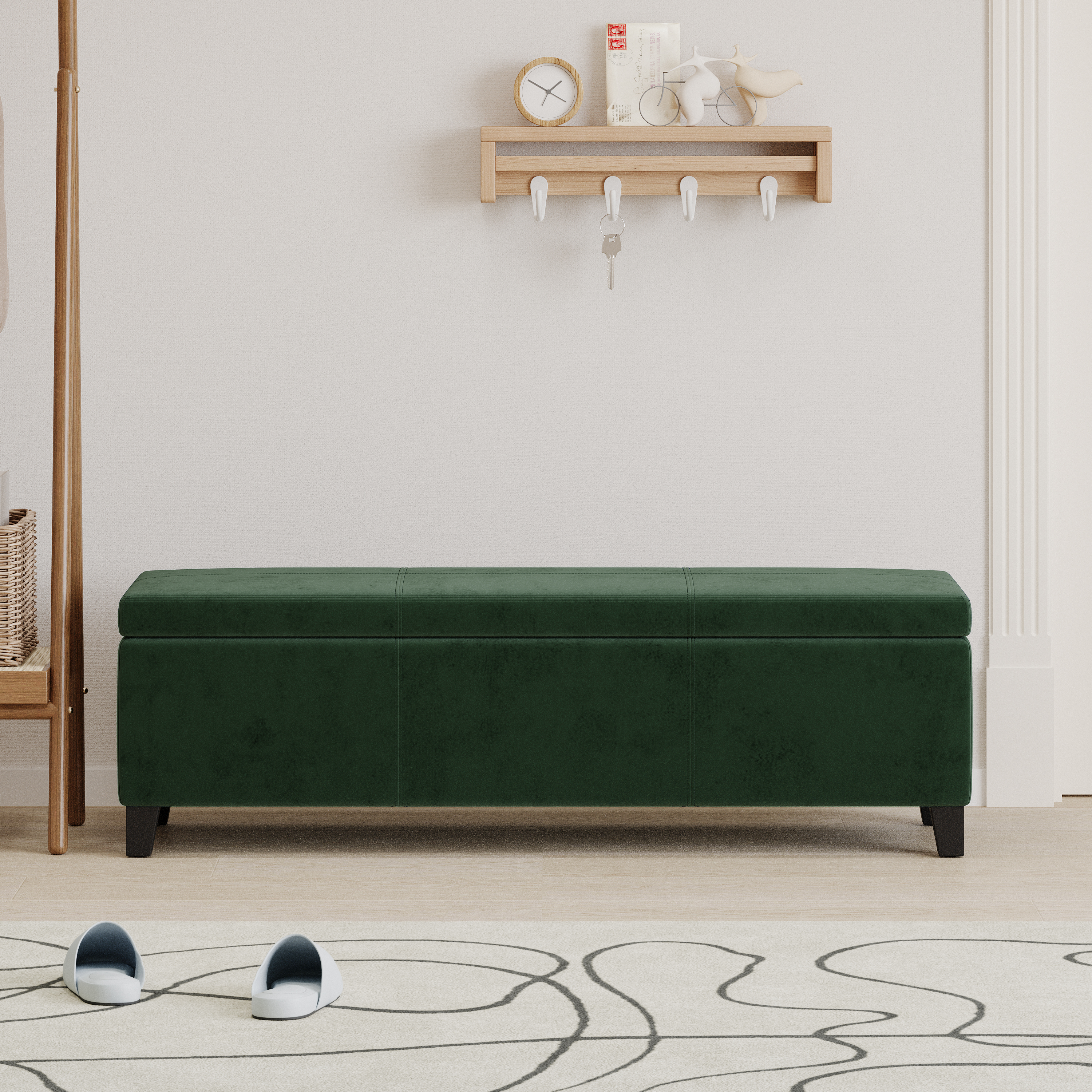 Banc rangement vert forêt 51.25 po salon chambre