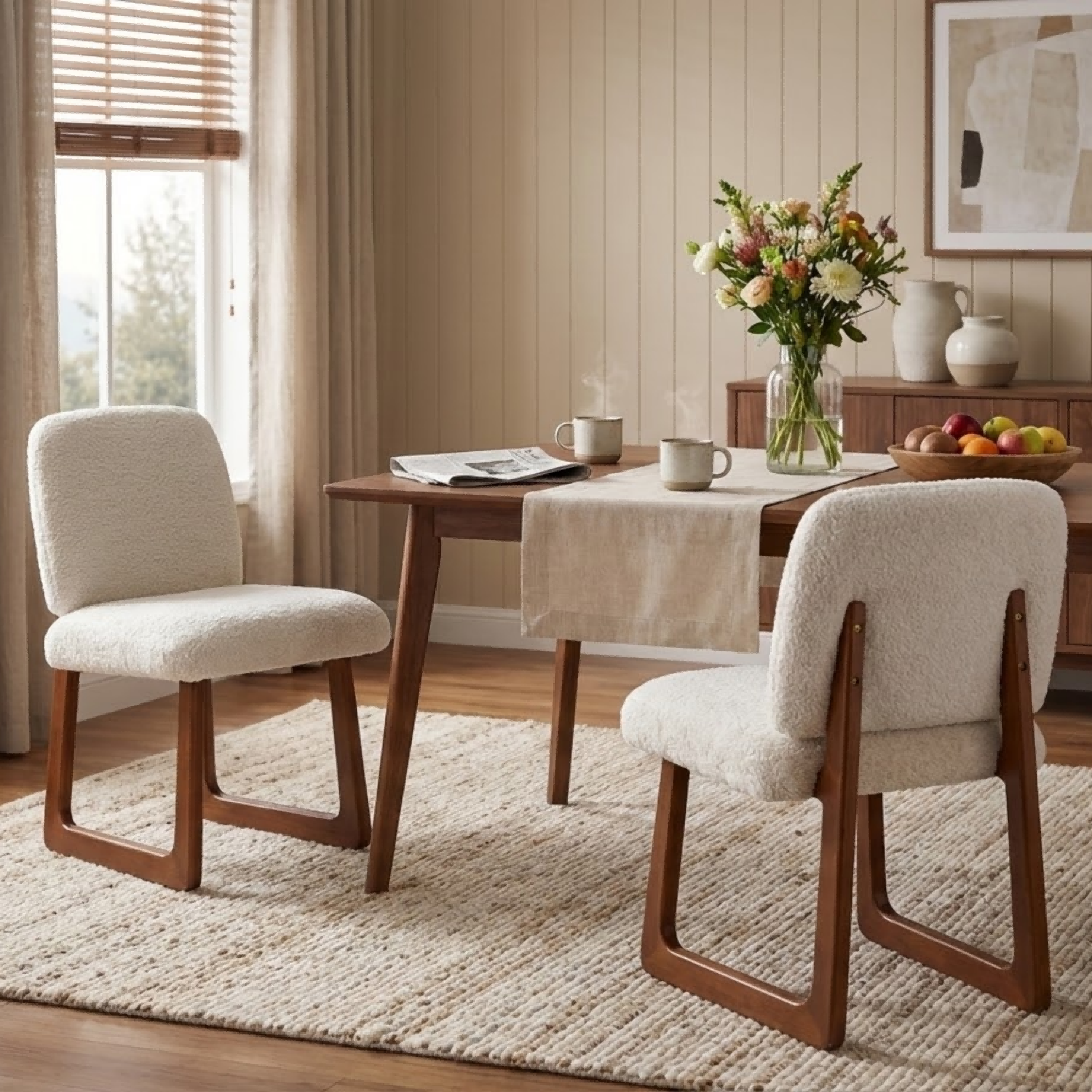 Chaises salle à manger tissu 2 pièces - Beige
