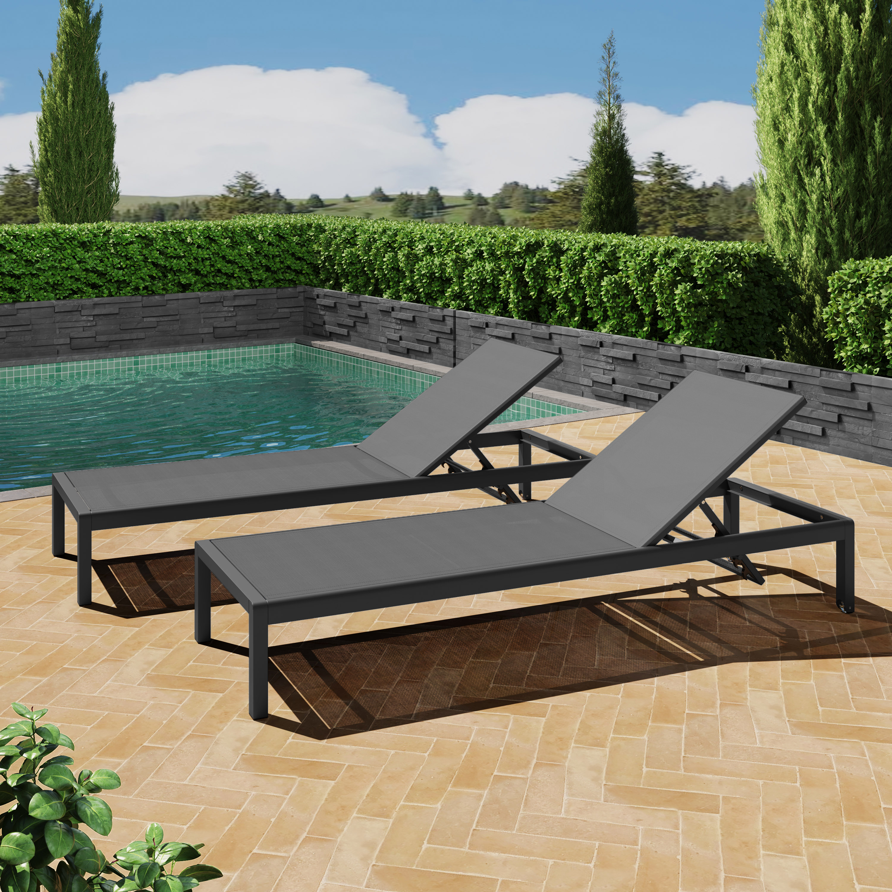 CAPE CORAL KD CHAISE LOUNGE BLK MP2 ensemble de 2