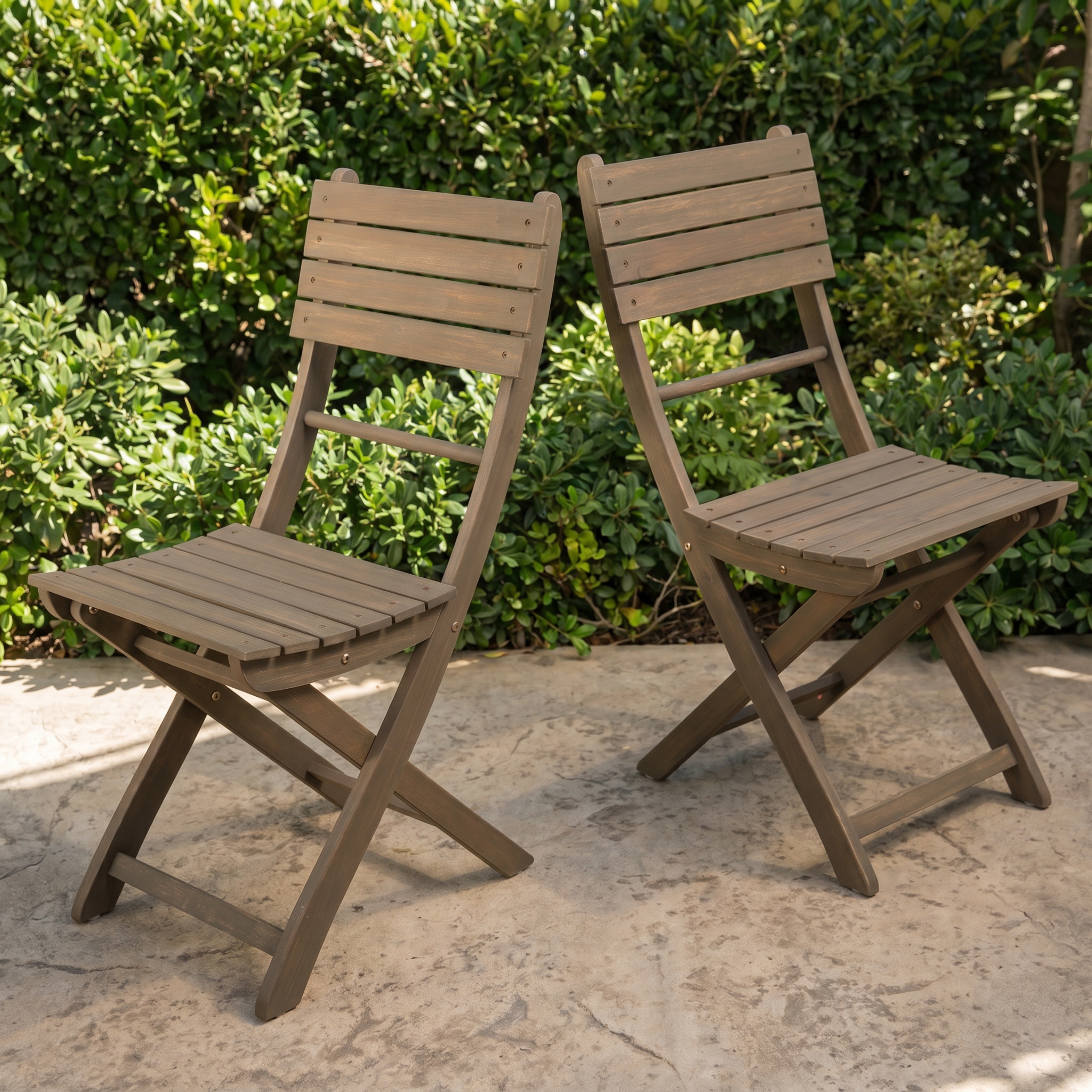 Ensemble 2 chaises patio acacia gris