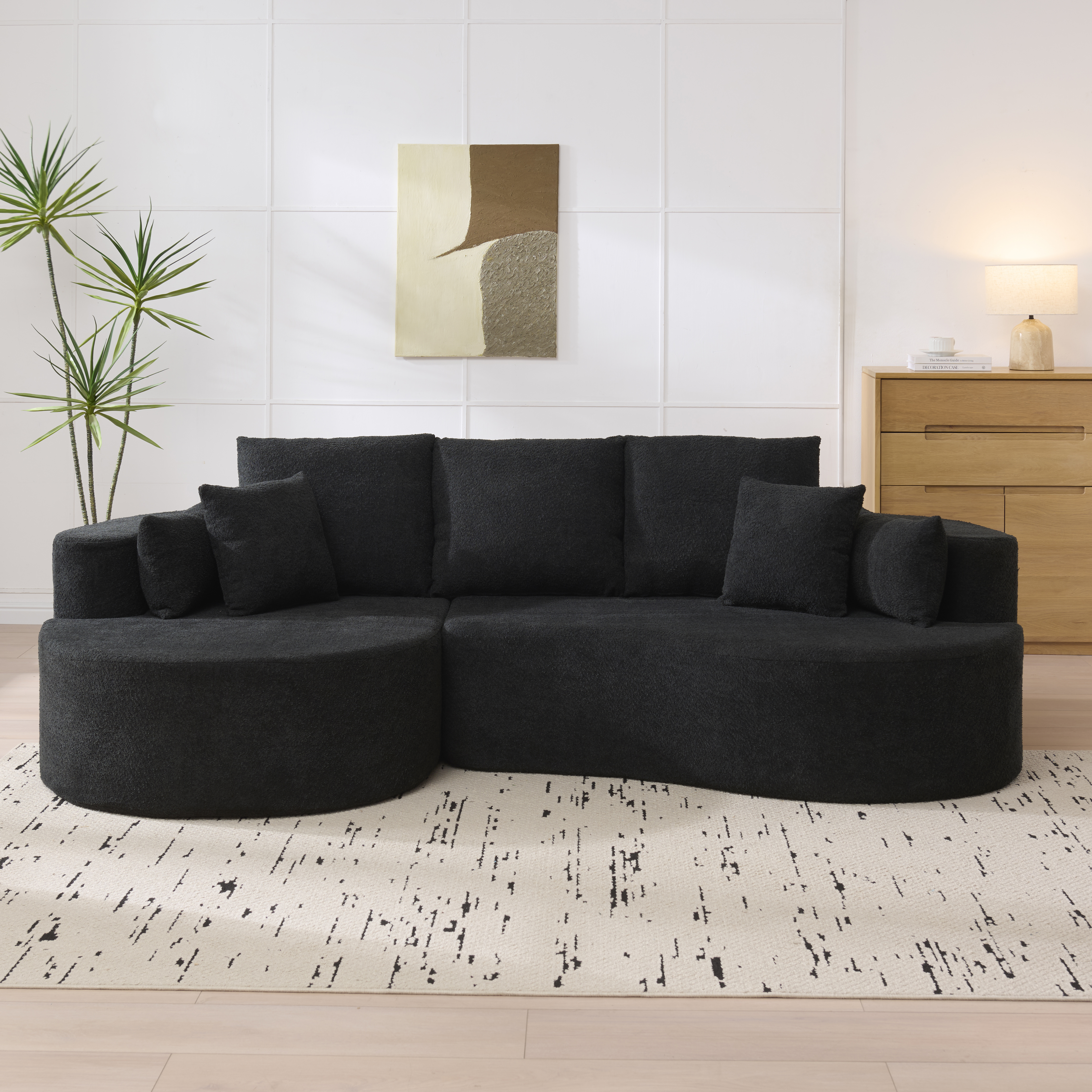 Sofa sectionnel courbe 106 po, noir