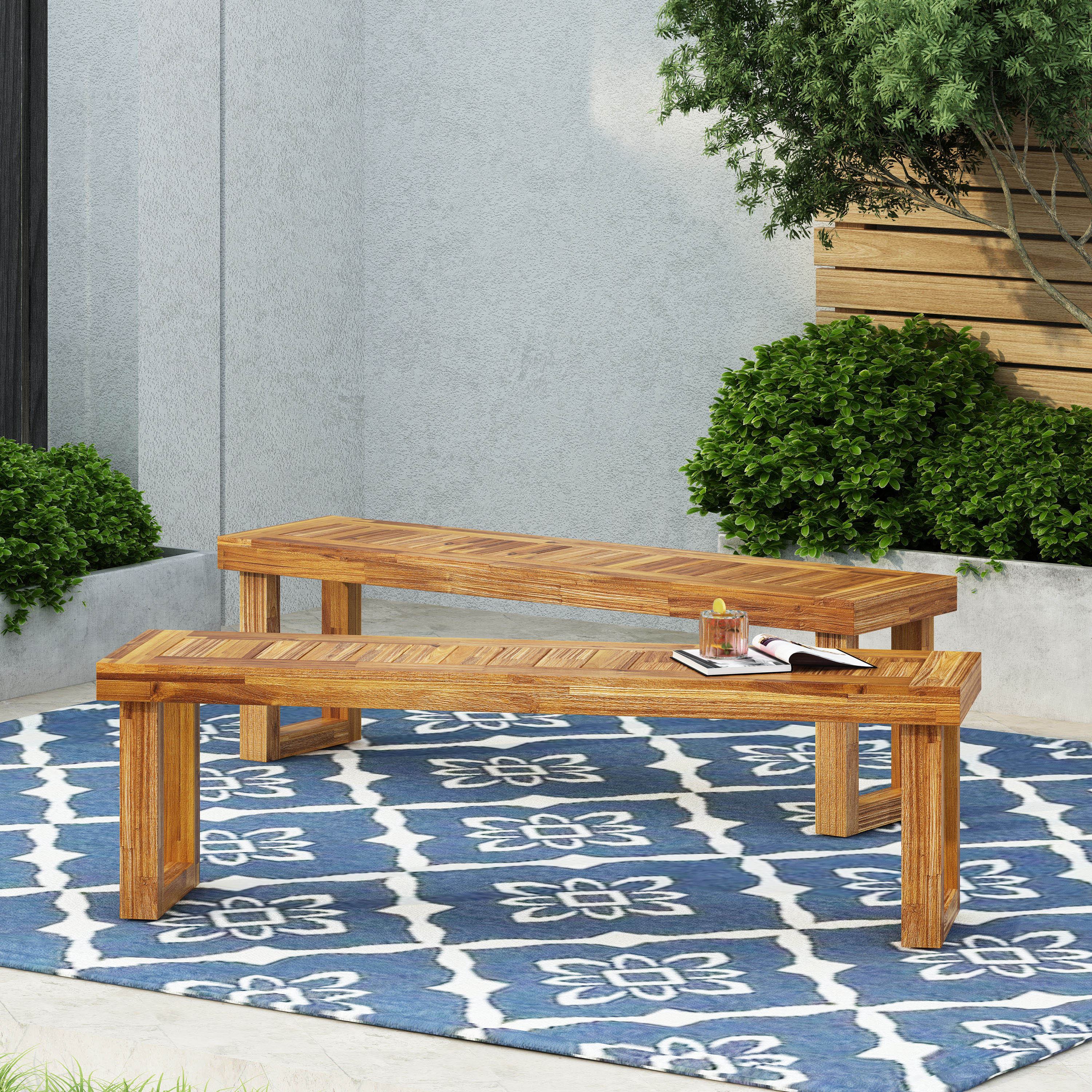 NESTOR BANC SET DE 2, NATUREL