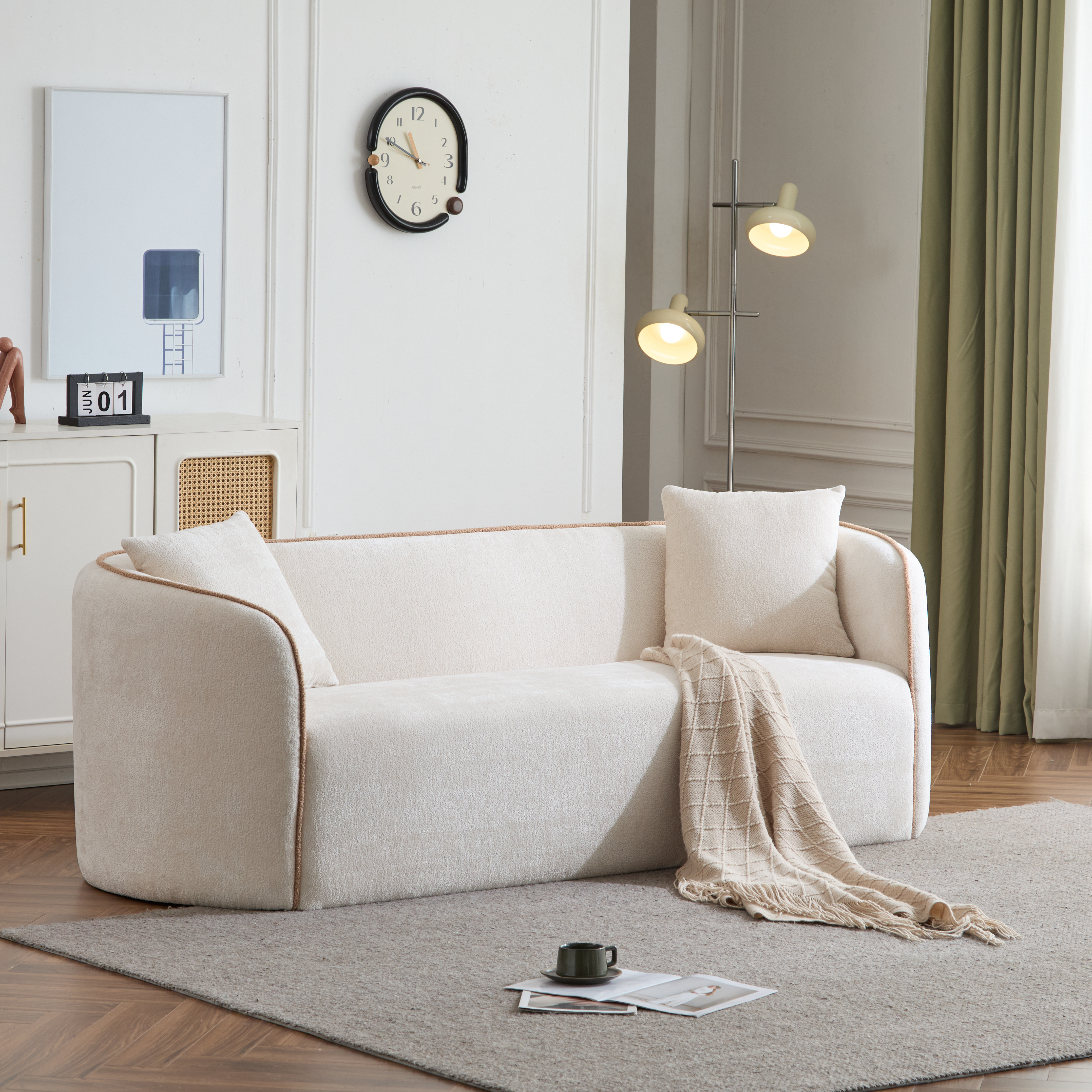 Canapé Coral 82 po bouclé beige 3 places