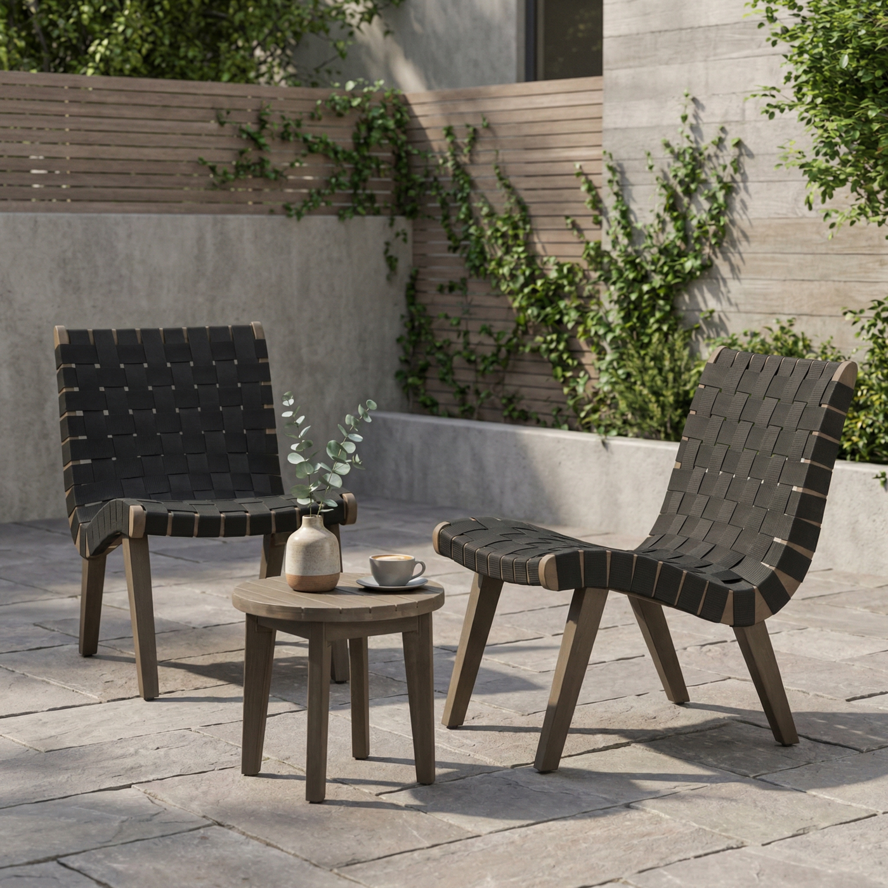 Ensemble mobilier patio bois 3 pièces