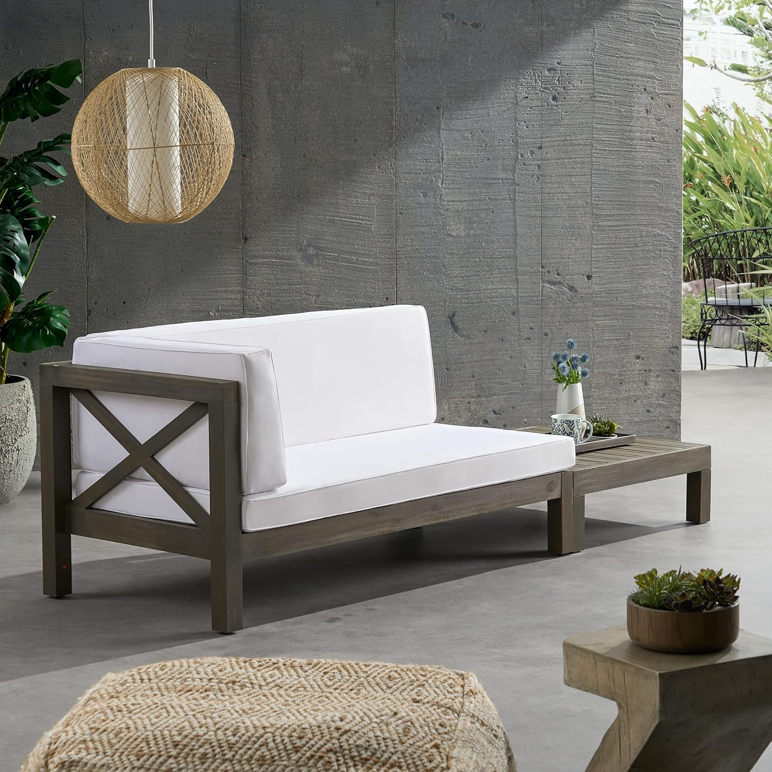 Banc coin BRAVA croix blanc table café