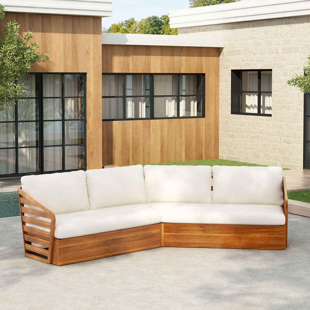 Ensemble sectional patio Acacia Royal, beige