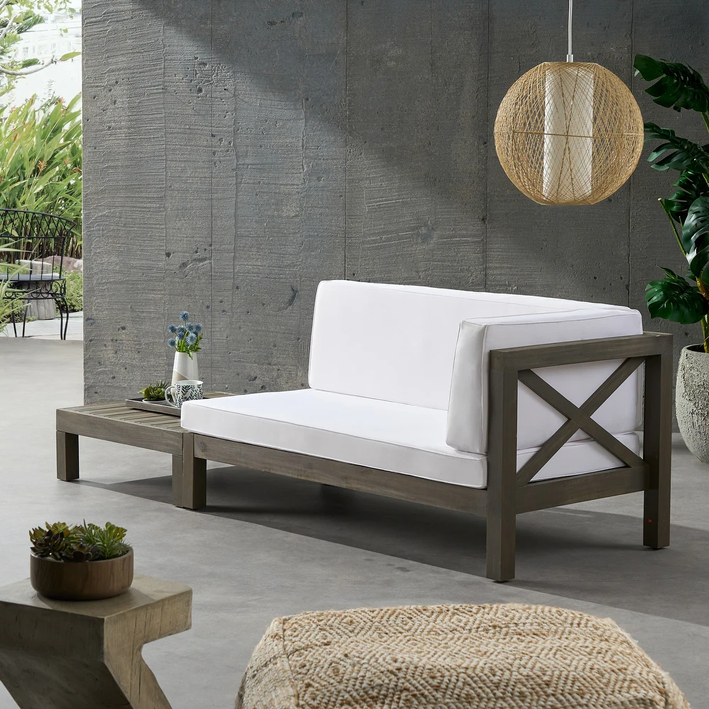 Banc d'angle BRAVA X-BACK avec table café, blanc