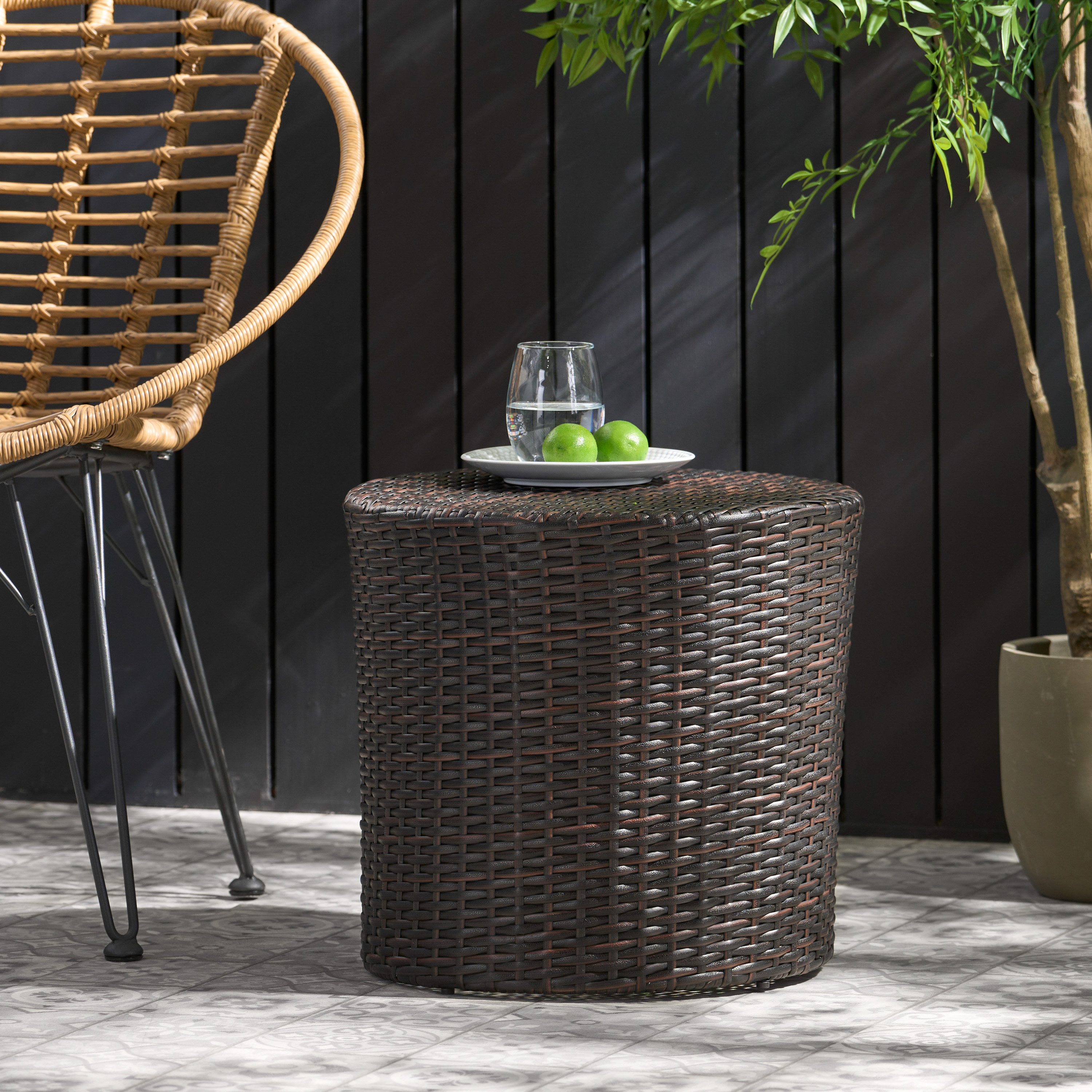 Table d'appoint Kingstown extérieur osier, légère