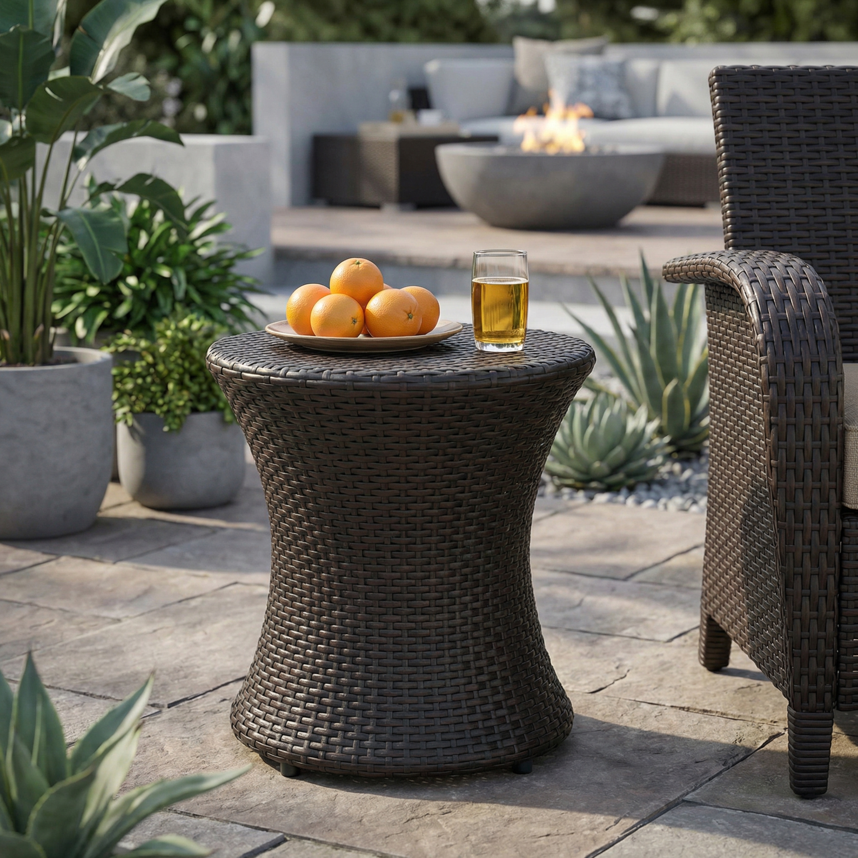 Table Kono Sablier 19 po sans verre, table d'appoint, brun