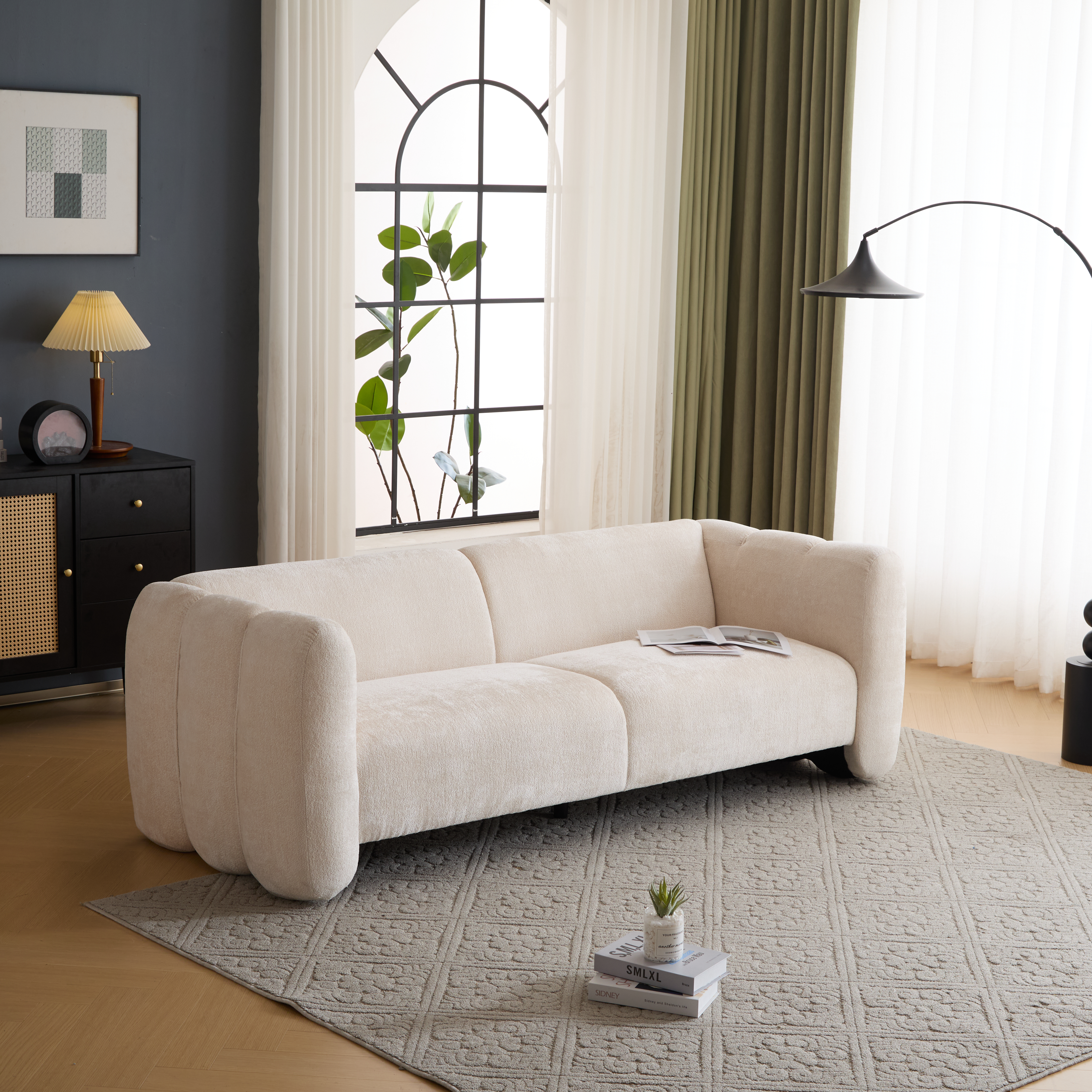 Tonson Sofa 83 po Boucle 3 places, design ondulé