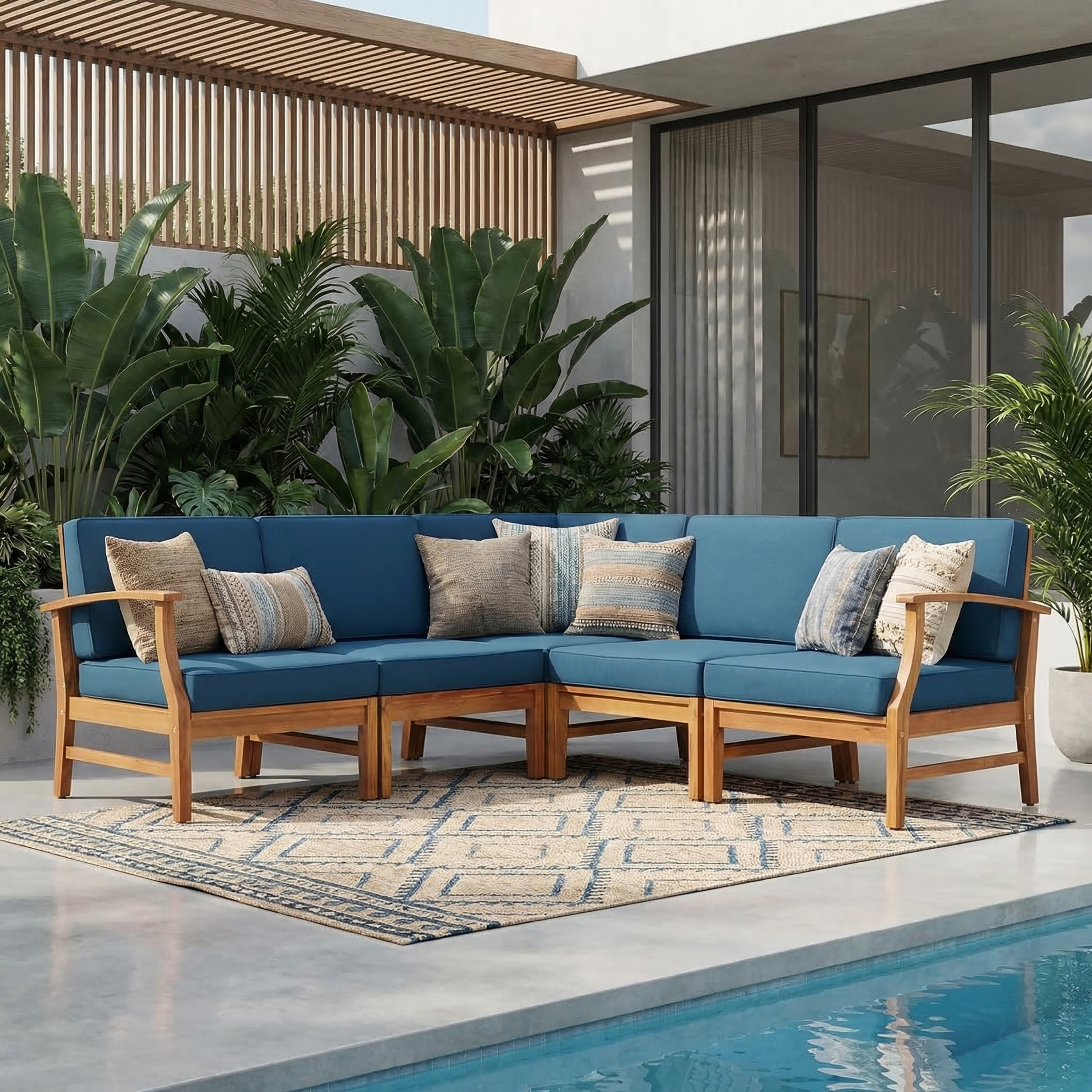 Ensemble sofa 5 pcs PERLA, bleu