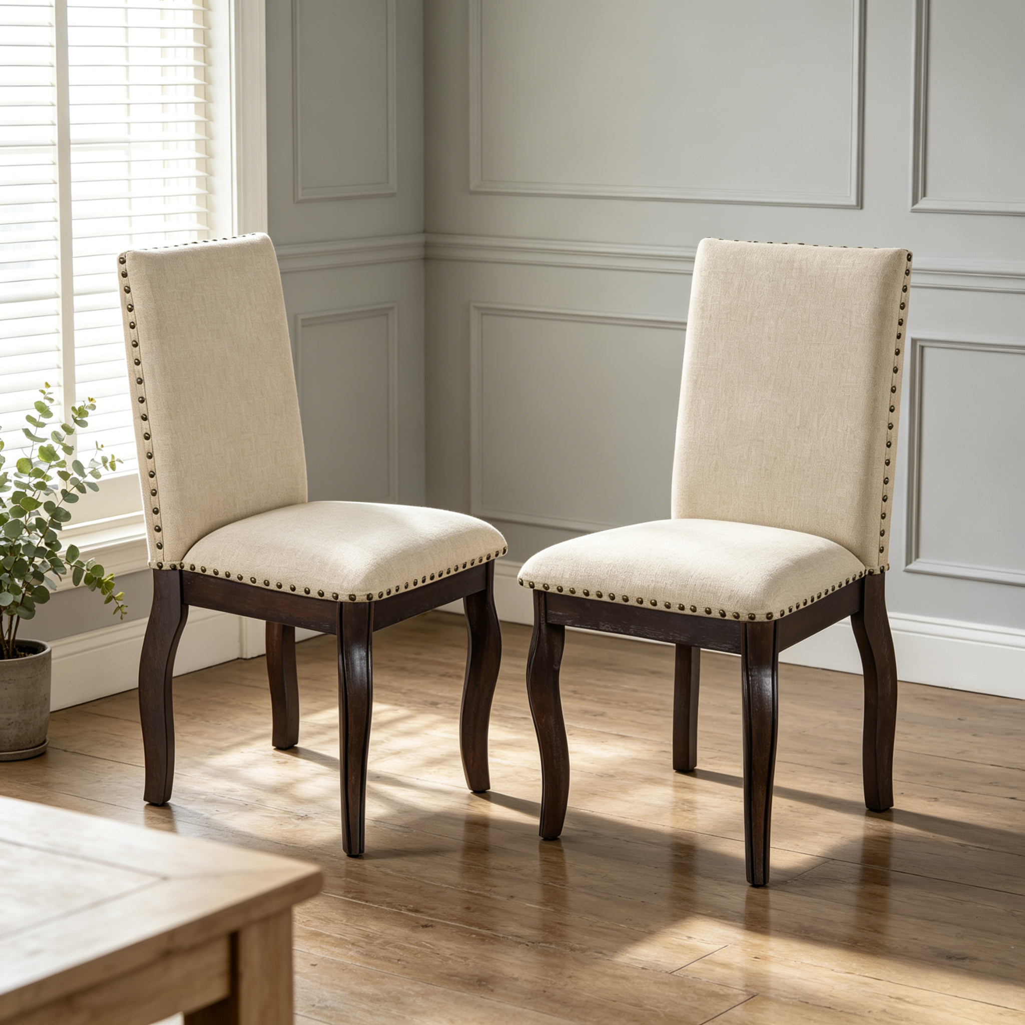 TREXM Ensemble 2 chaises salle à manger, tissu espresso