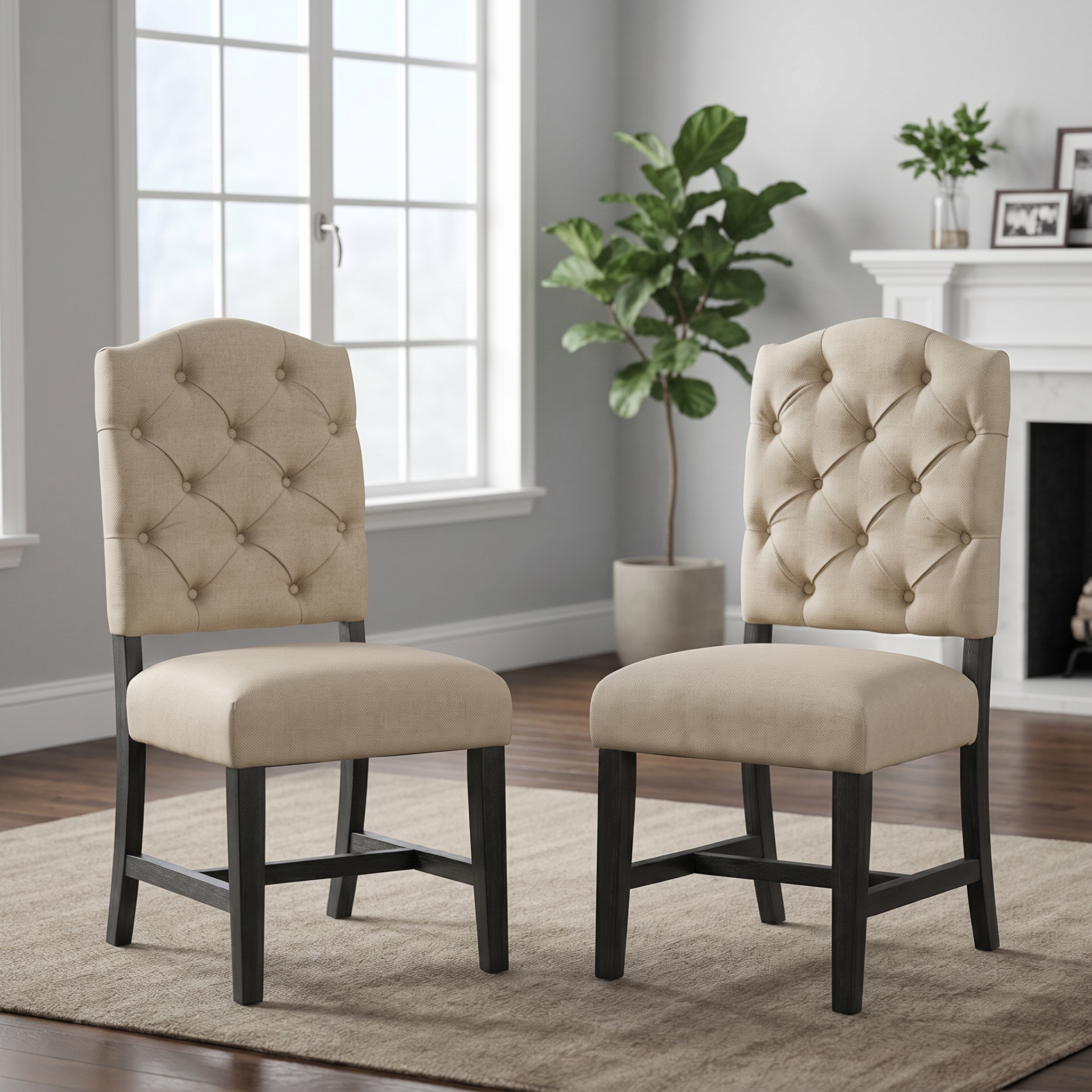 Ensemble 2 chaises salle à manger TREXM rétro tissu espresso
