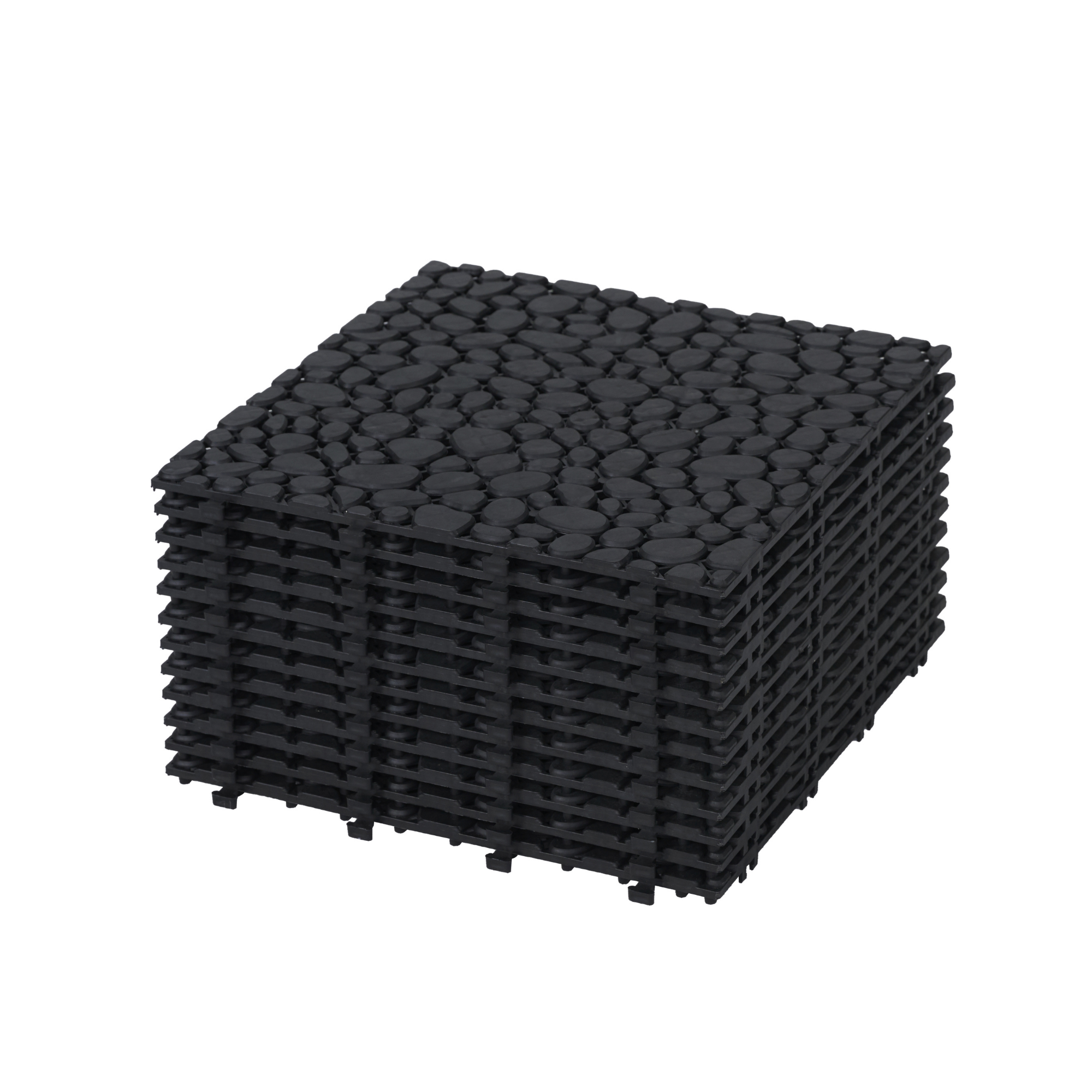 Tuiles pont 12x12 po noir entrelacées antiglisse 12 unités