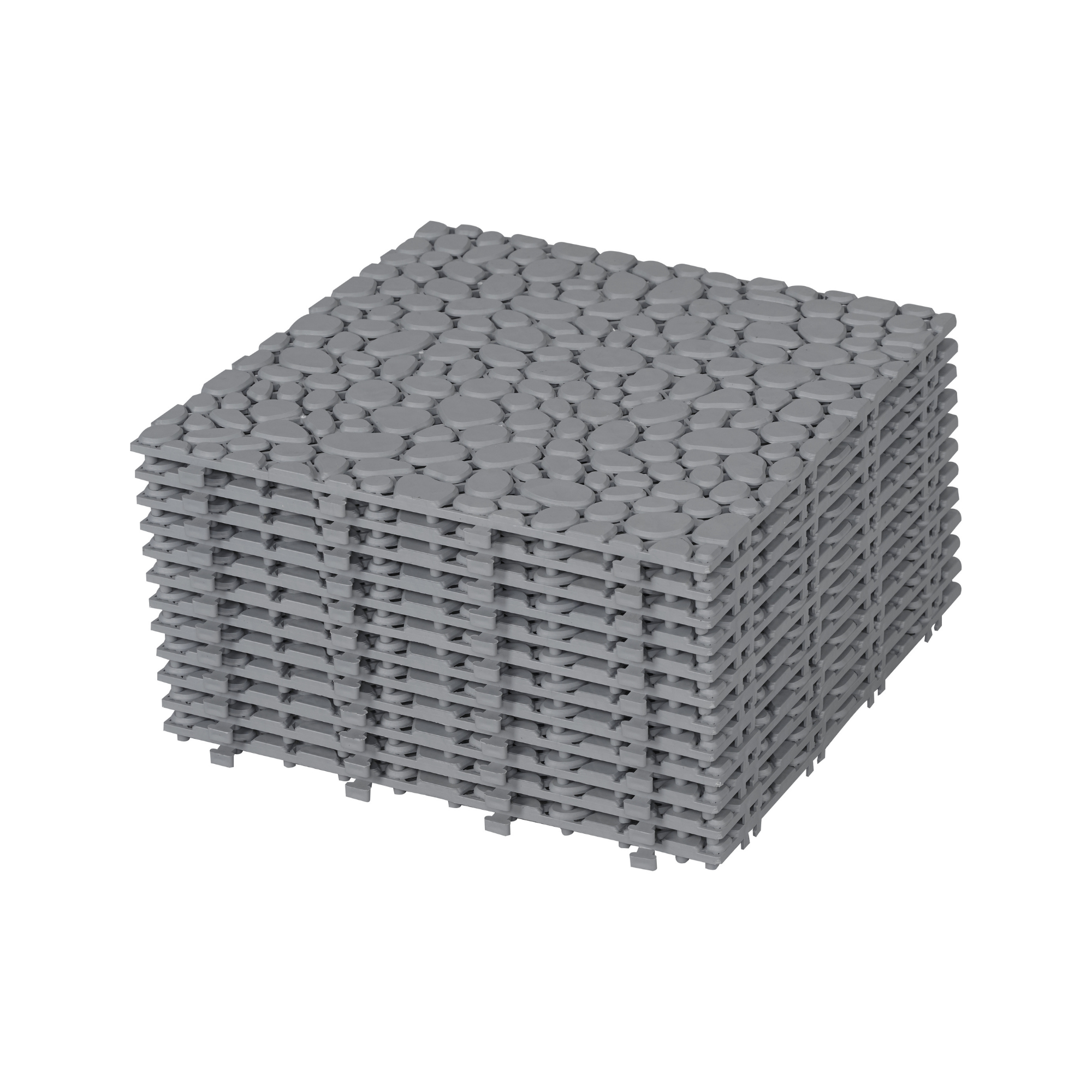 Tuiles terrasse 12x12po gris imbriquées plastique antidérapant 12 pièces