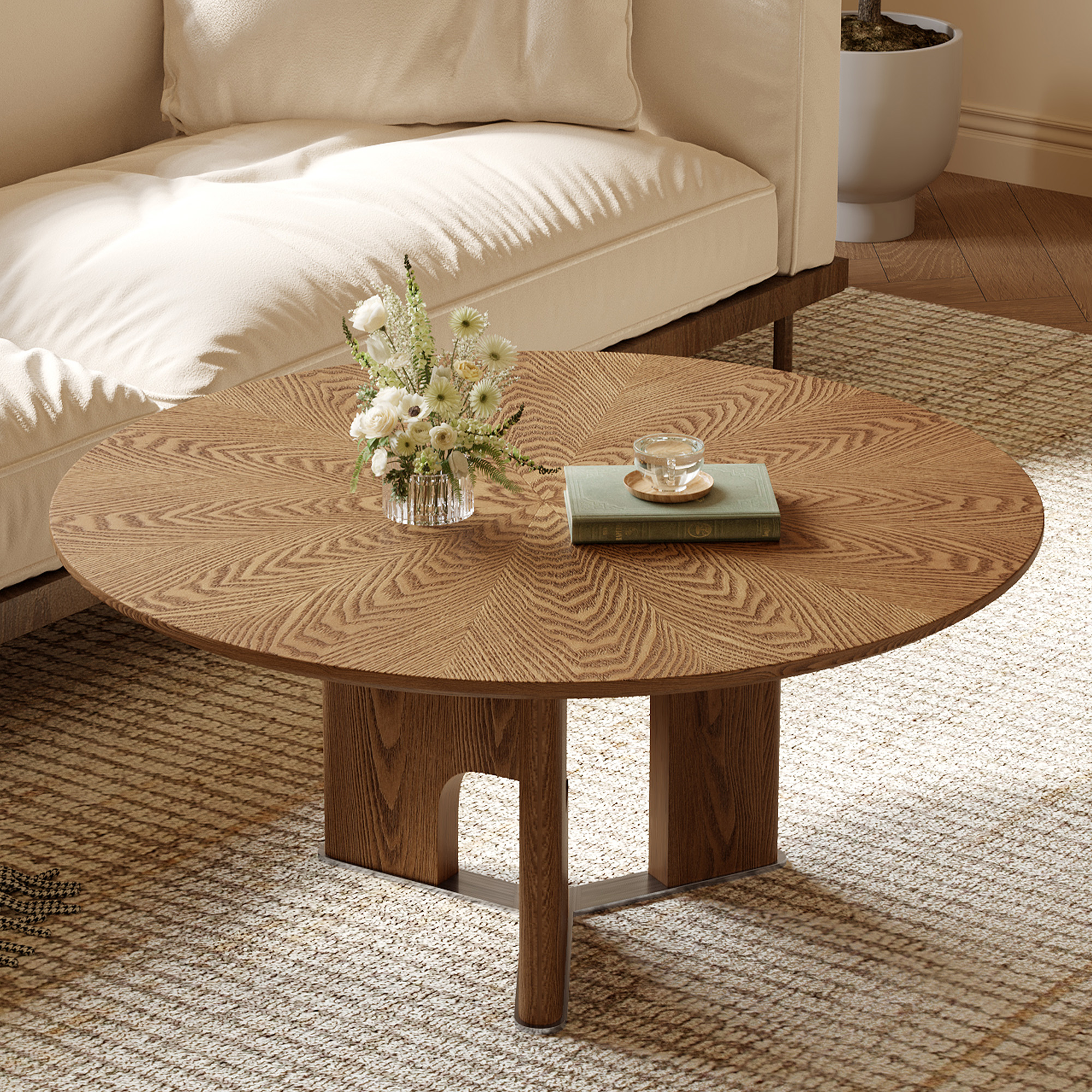Table Café Bois Rustre Rond 31,5 po Petit Salon