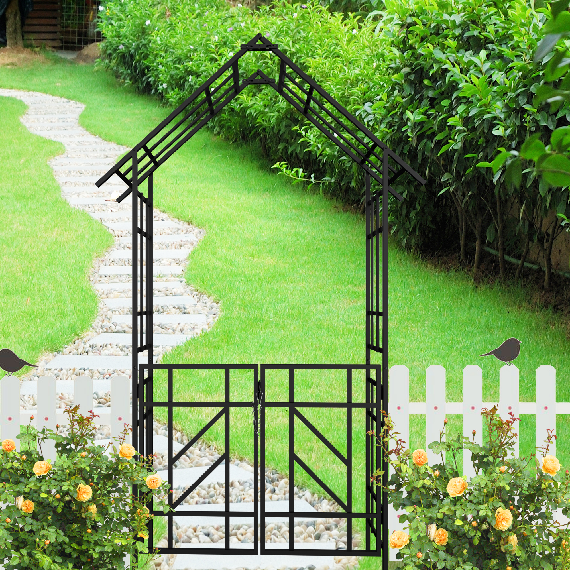 Arche jardin métal W58,07xH97,24 grimpantes, support, noir