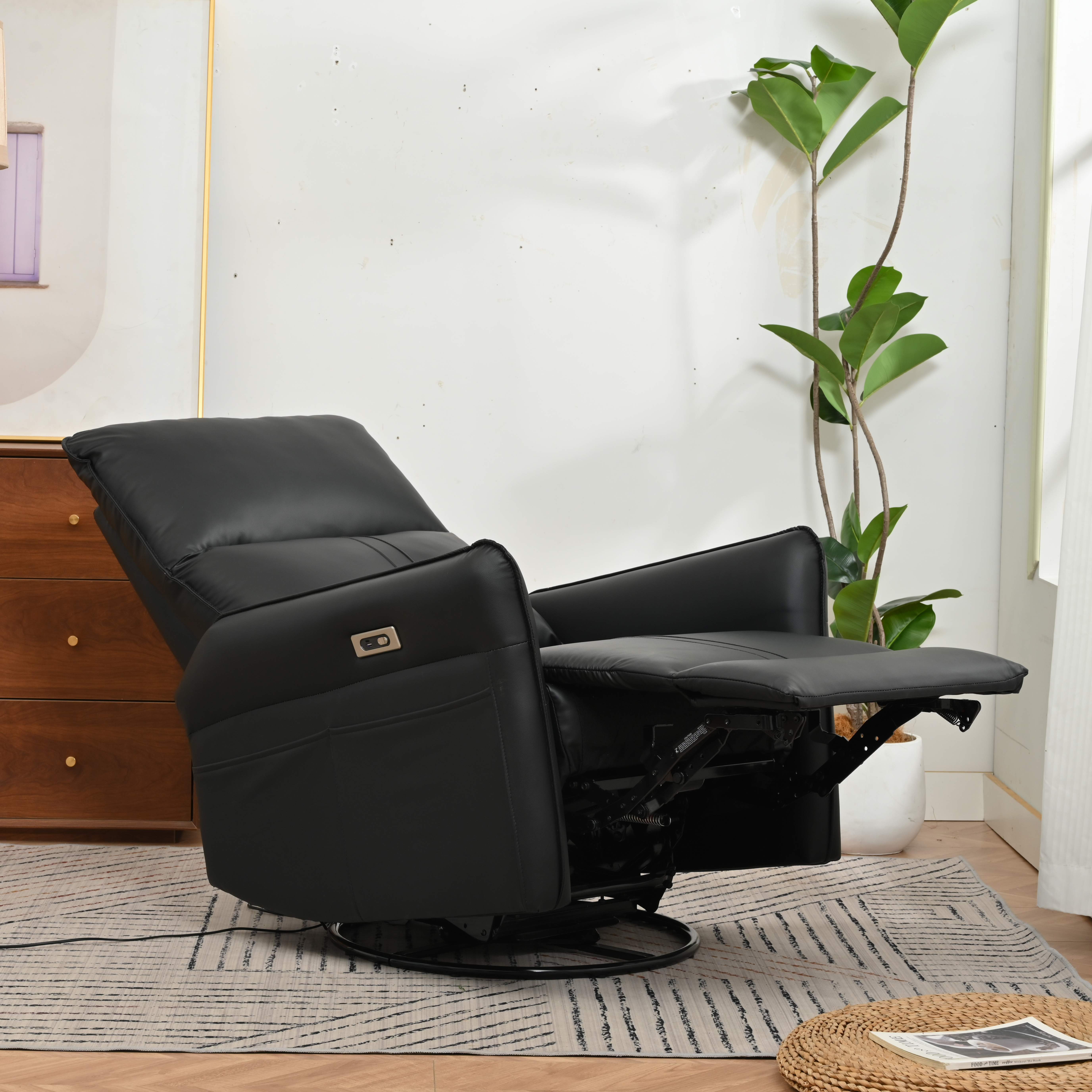 Fauteuil bascule rotatif électrique 270°, noir