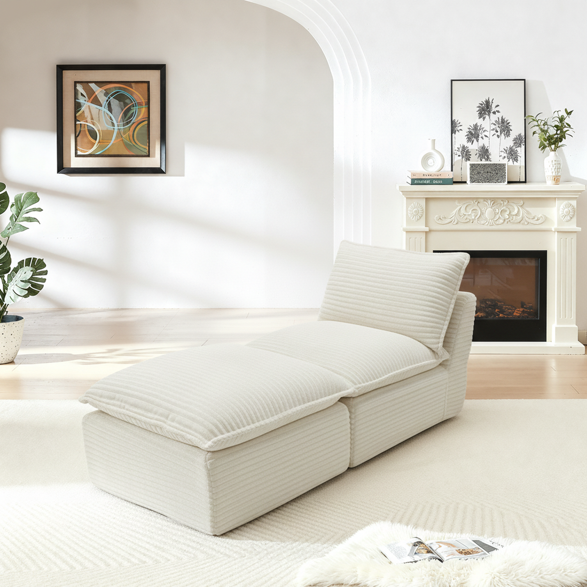 Canapé corduroy nuage combinable, salon moderne