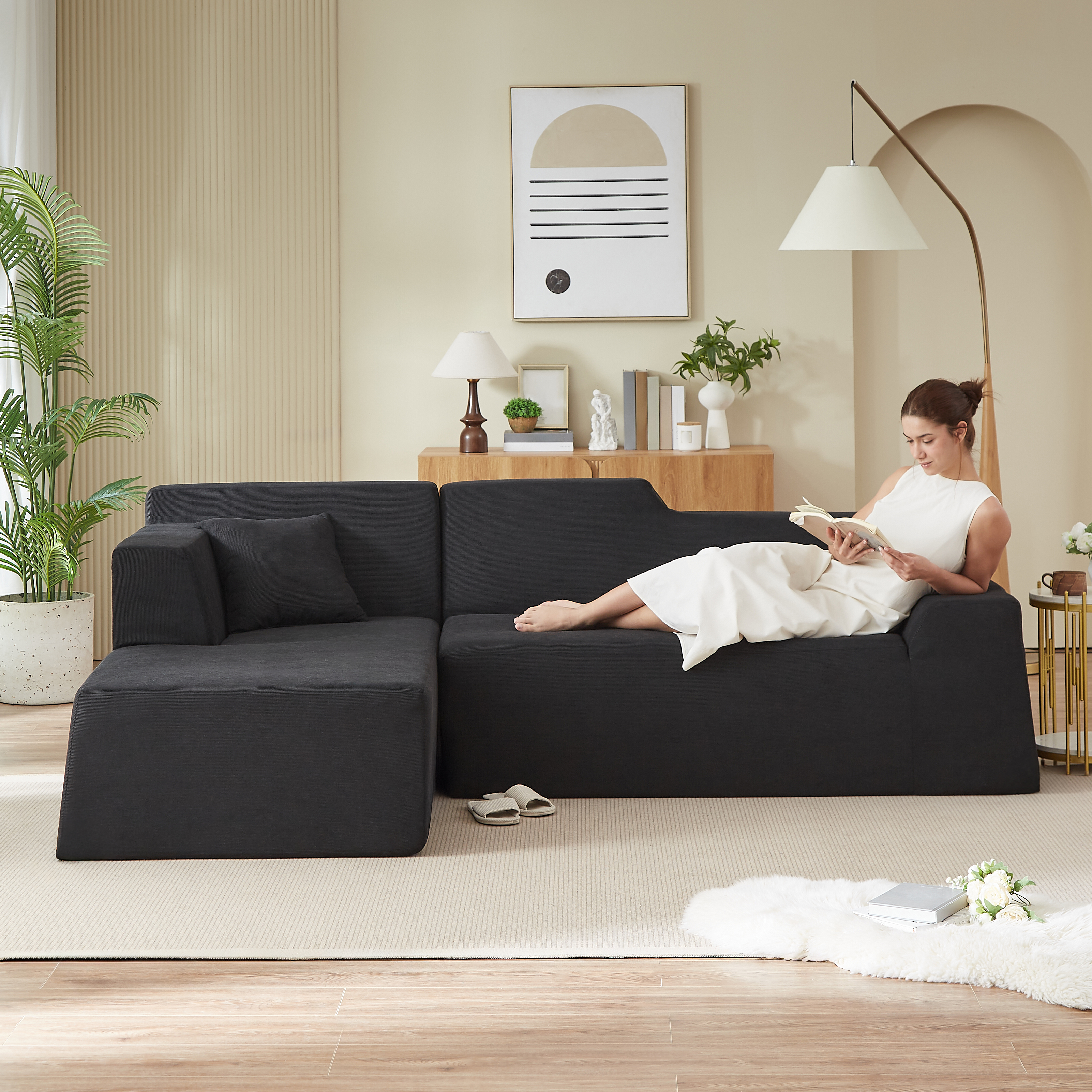 Sofa Corduroy L Minimaliste Dossier Haut