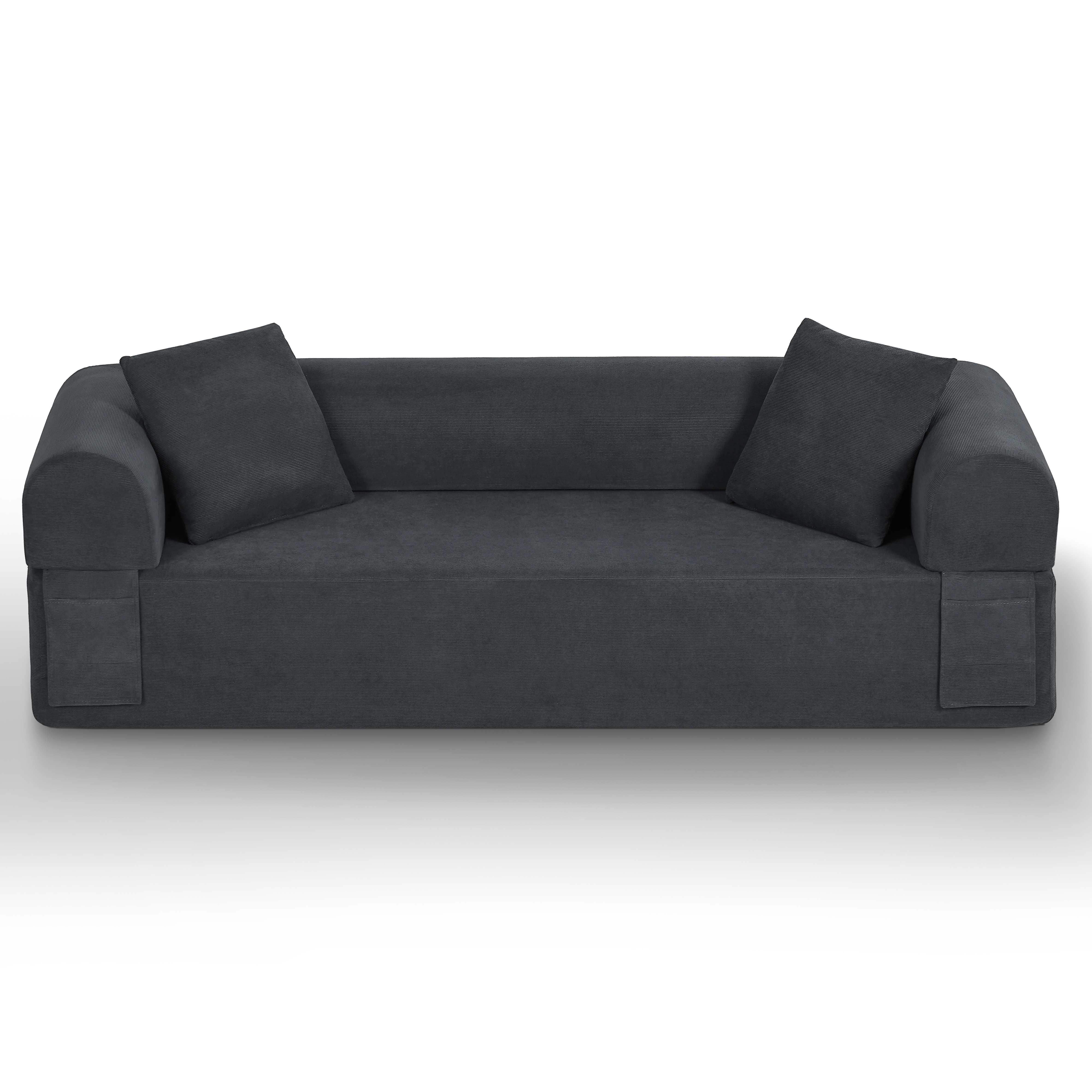Sofa 3 places boneless sans assemblage, compact gris
