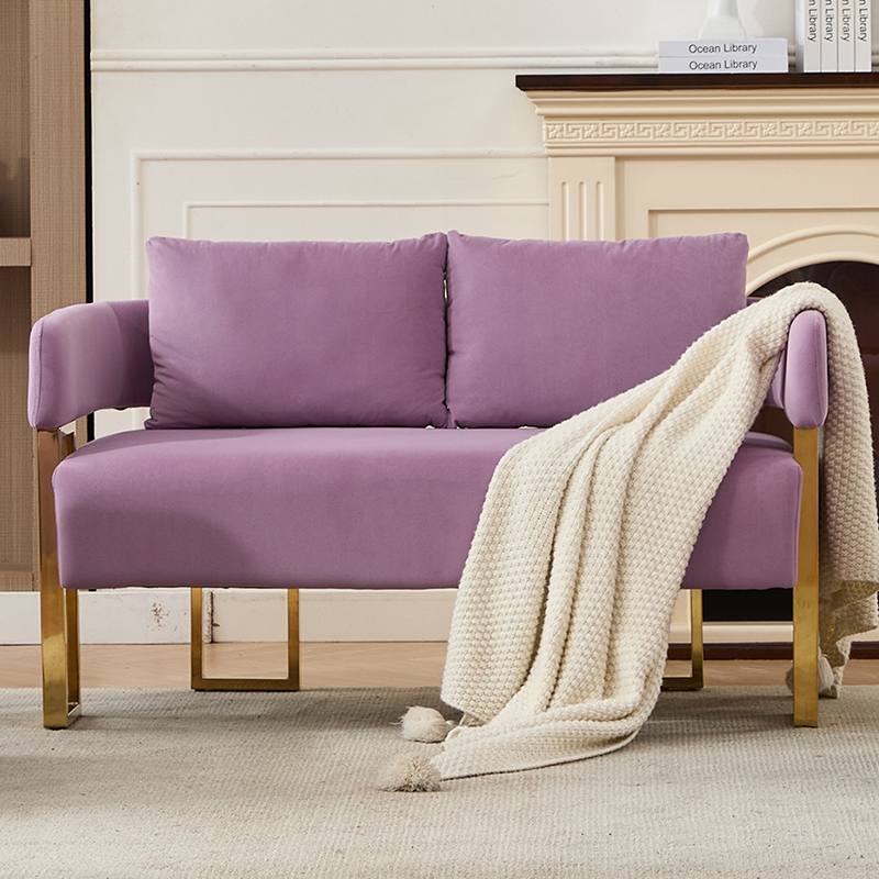 Chaise TS Modern décor, pieds métal doré, tissu peluche teddy