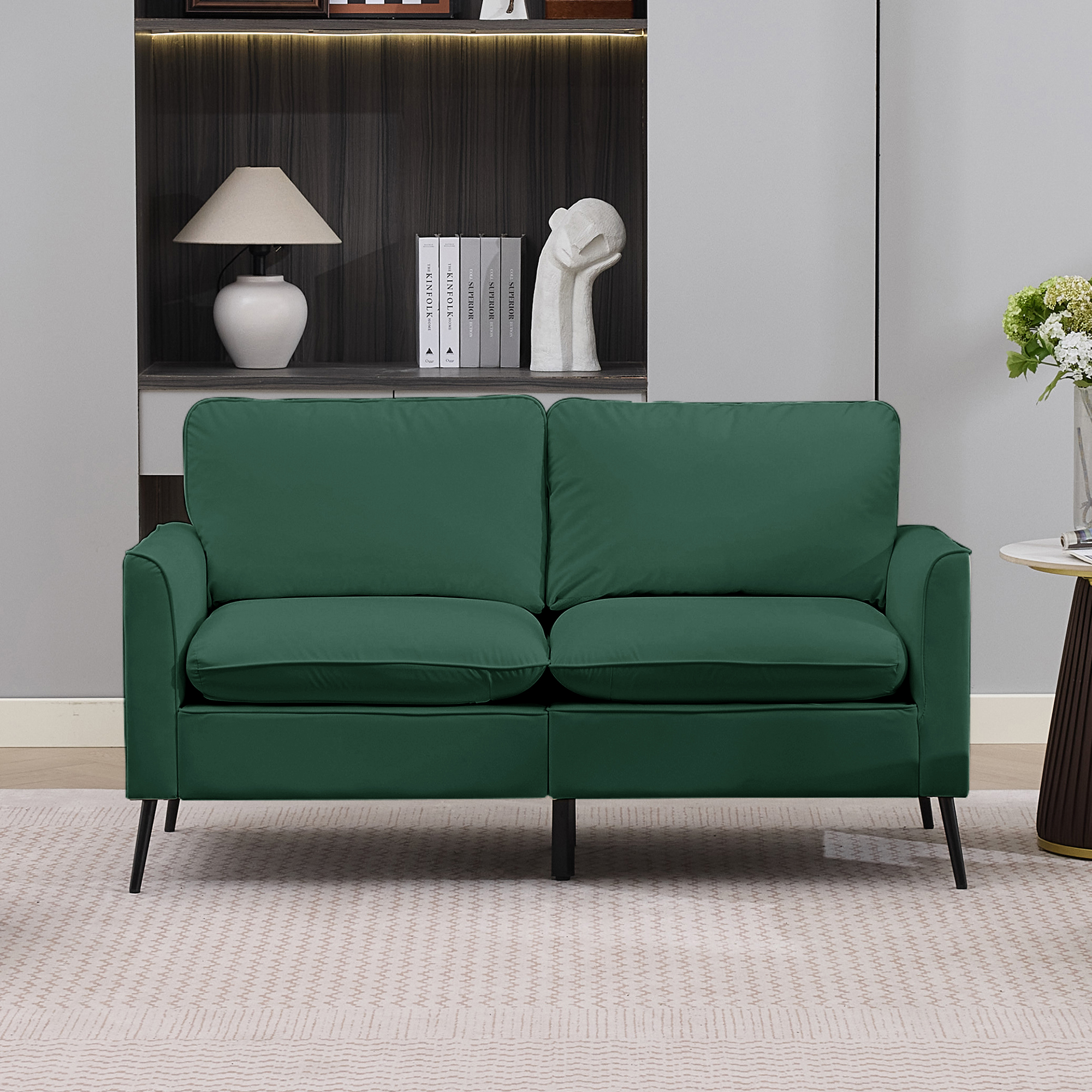TS Canapé cuir patte chat vert - Style rétro nordique, chambre