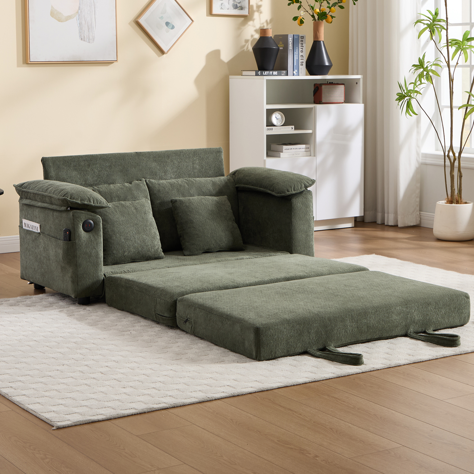 Futon canapé-lit 58 po vert convertible