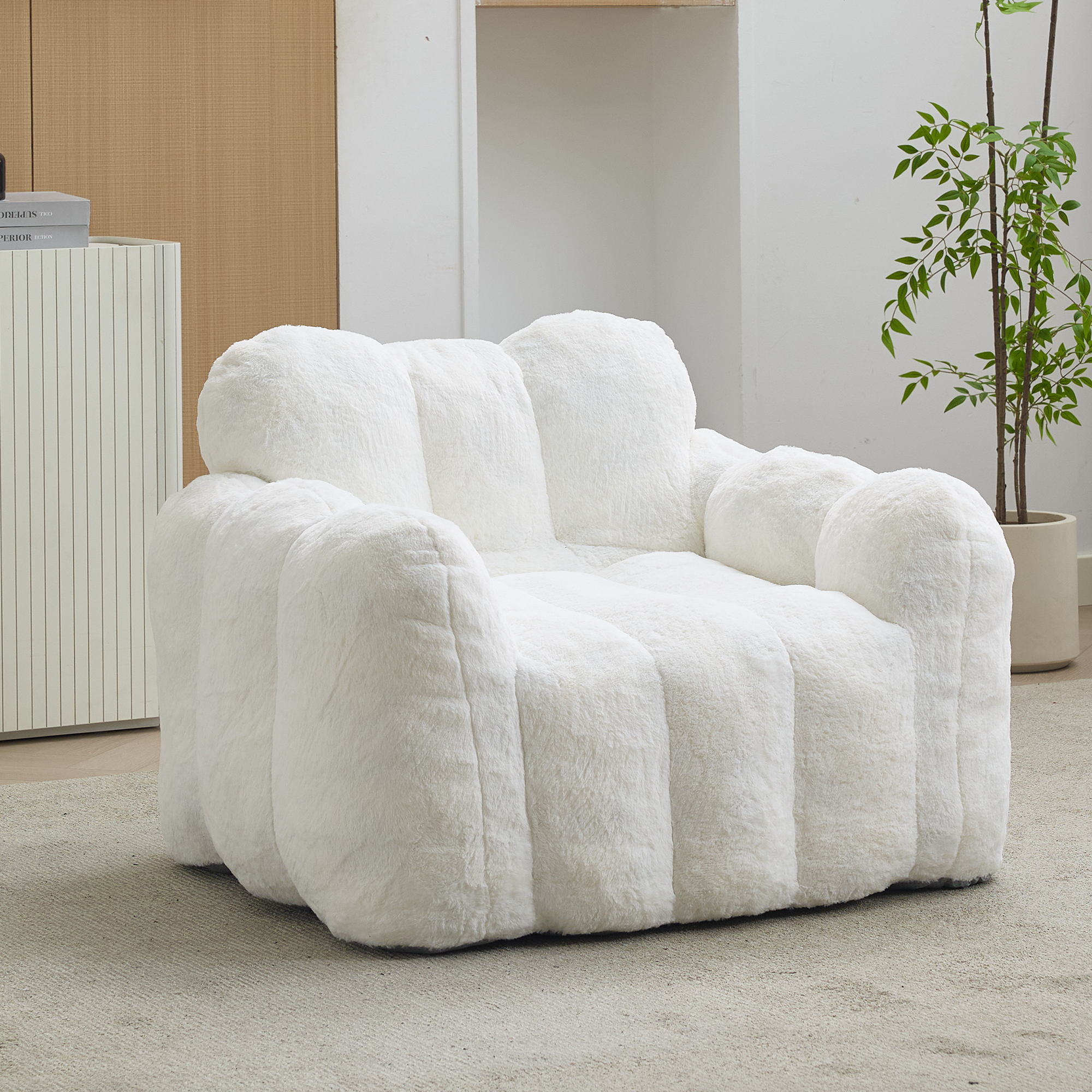 Sofa compression Lotus, pouf adulte, blanc