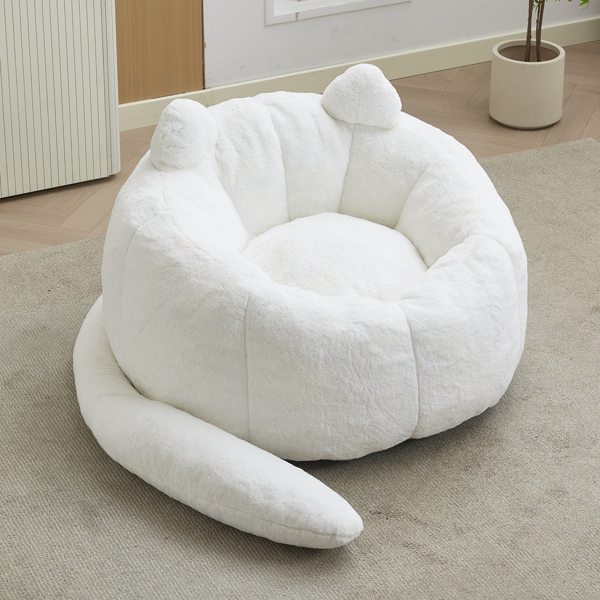 Canapé chat bean bag blanc