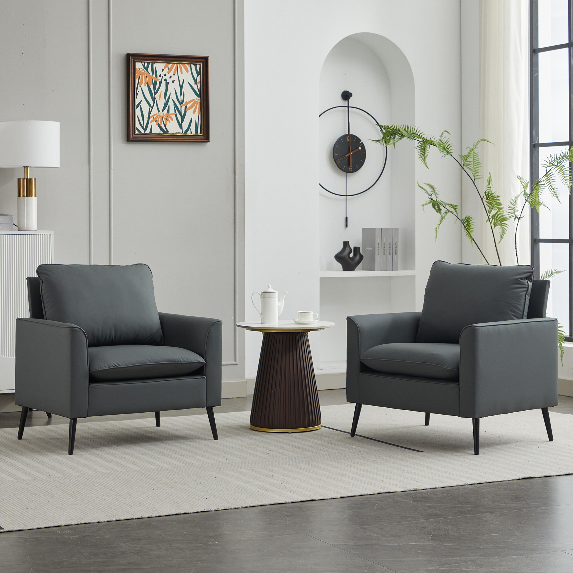 Sofa TS Chat paw cuir 2pc gris rétro nordique