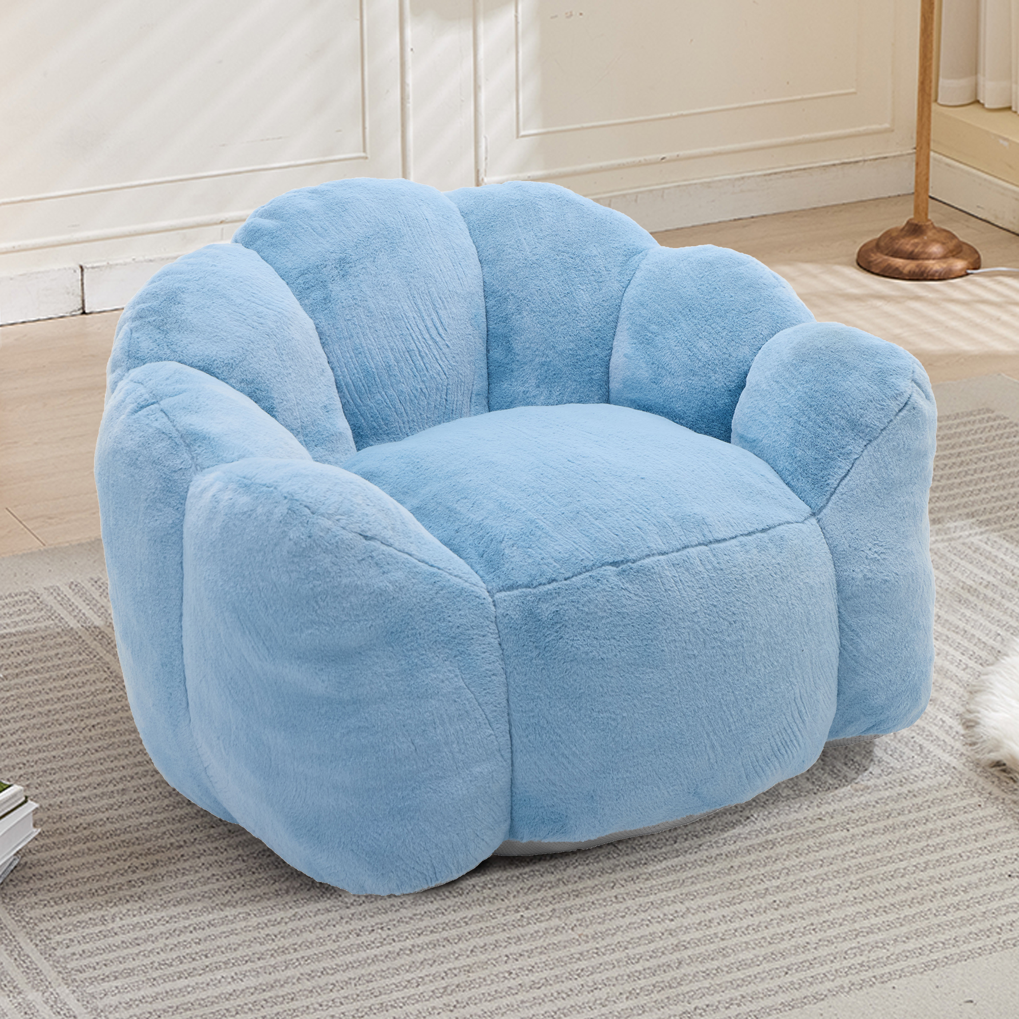Sofa bean bag compression Lotus bleu sans assemblage