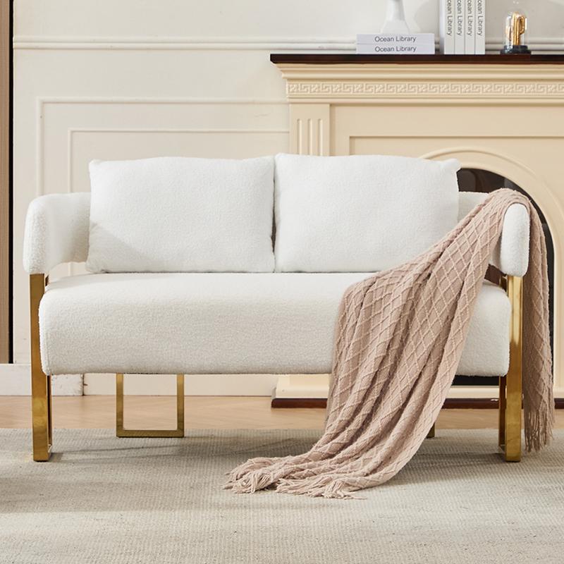 Chaise TS moderne jambes or velours blanc dressing