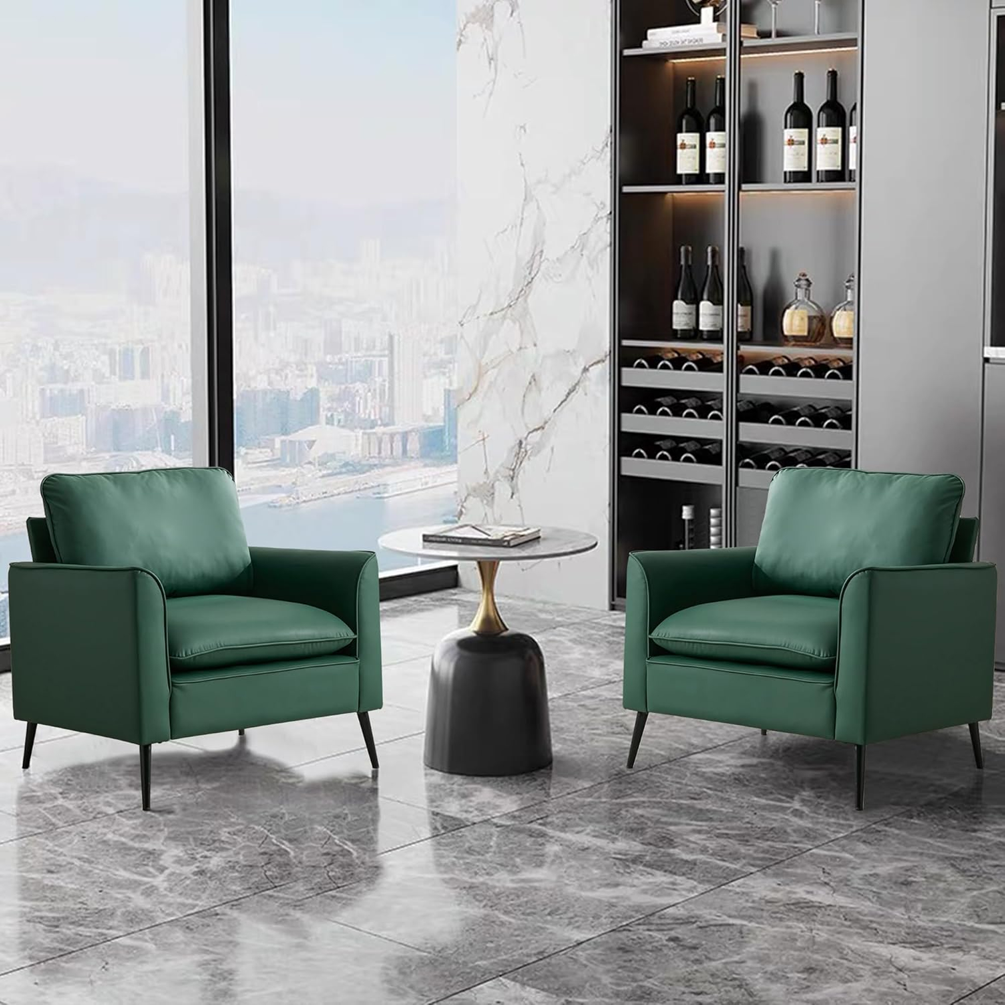 Canapé cuir TS Cat Paw 2 pc vert, rétro nordique