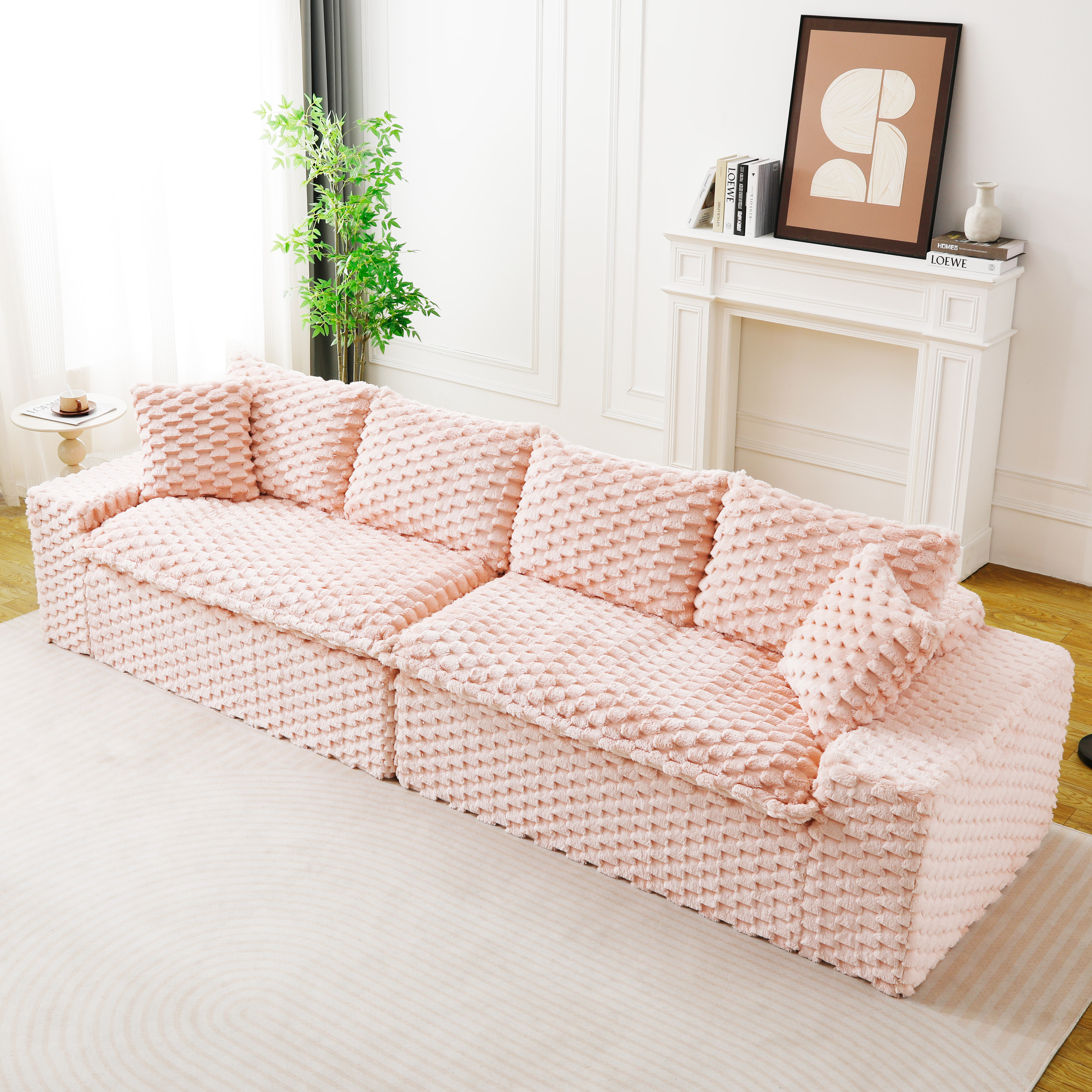 Sofa velours tortue multifonctionnel arrangement flexible rose