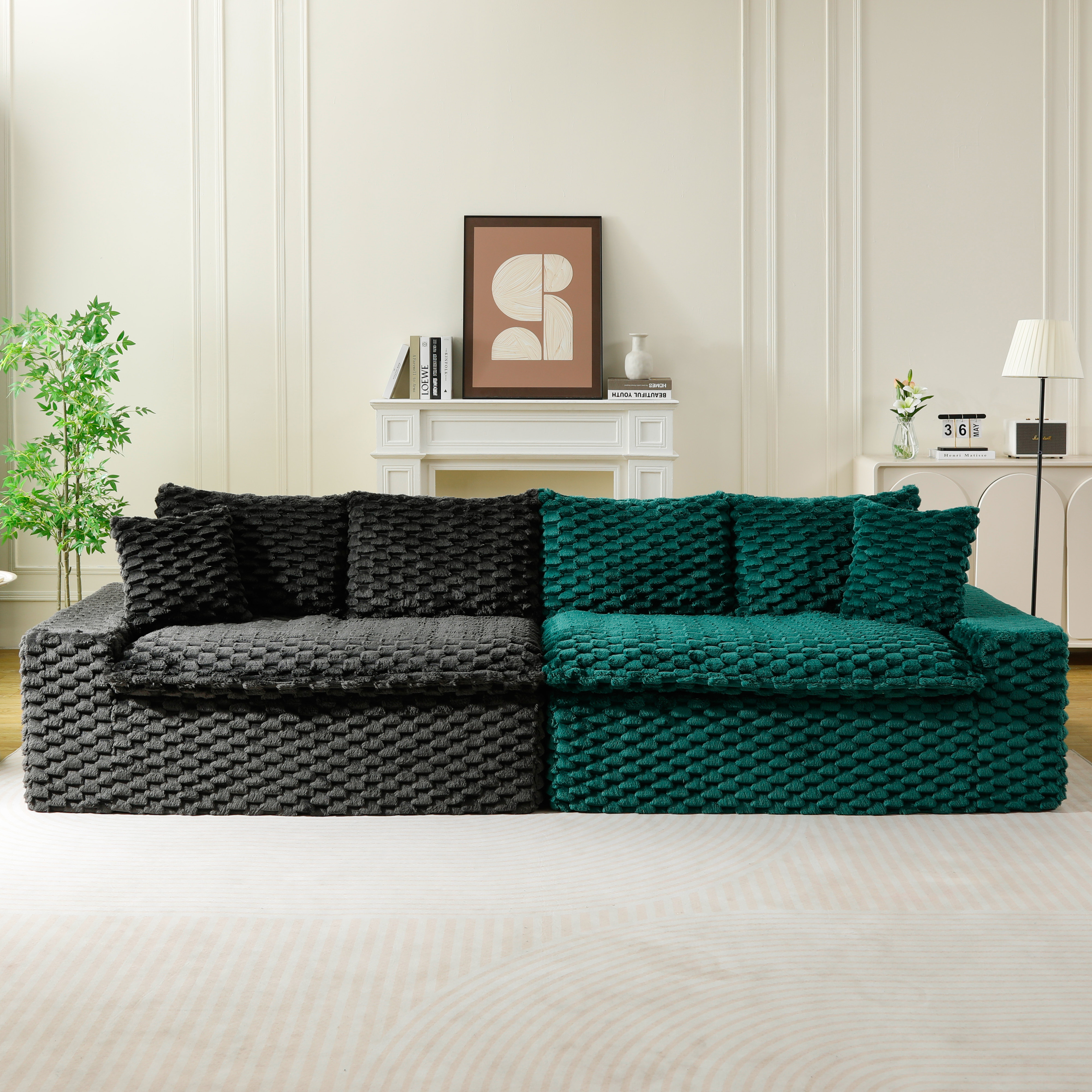Canapé velours tortue multifonctionnel bloques couleurs, arrangement flexible