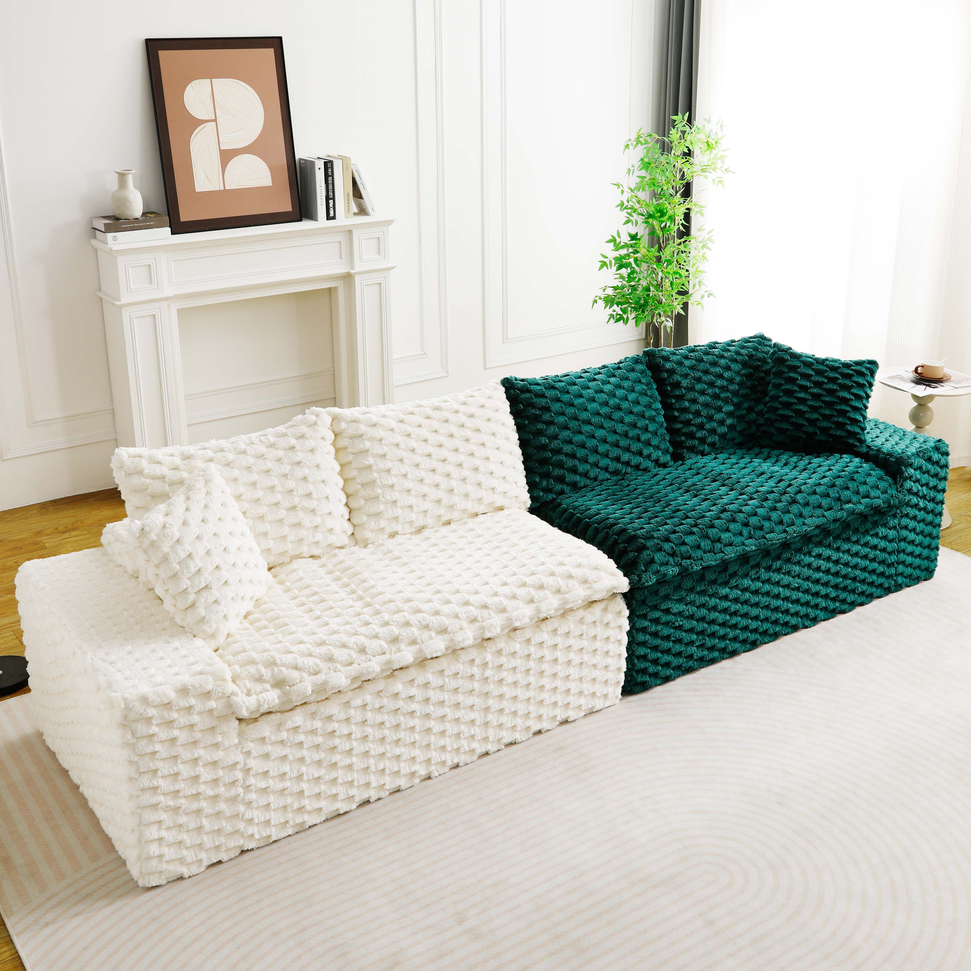 Sofa velours tortue multifonctionnel arrangement flexible vert