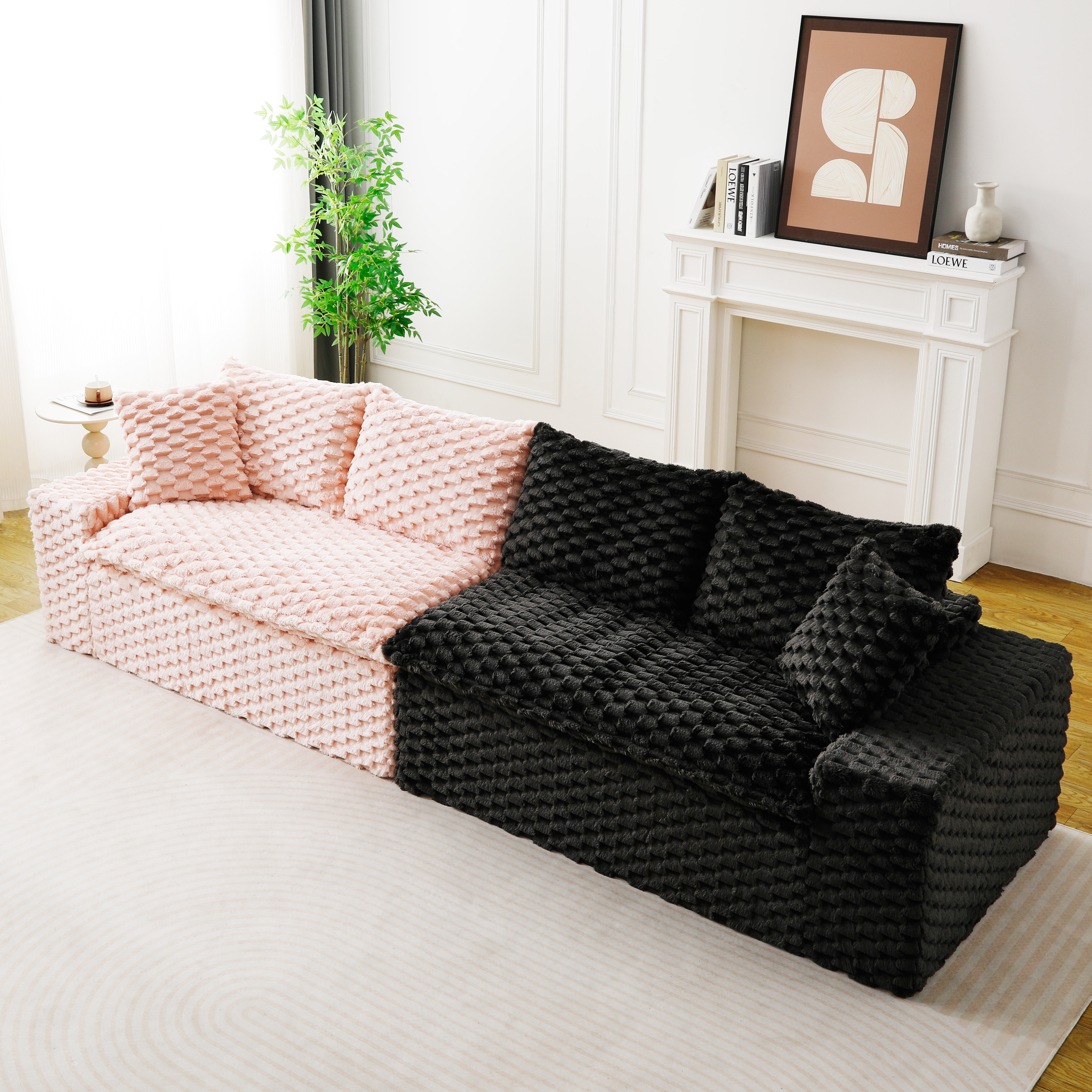Canapé velours tortue multifonctionnel bloques couleurs, arrangement flexible