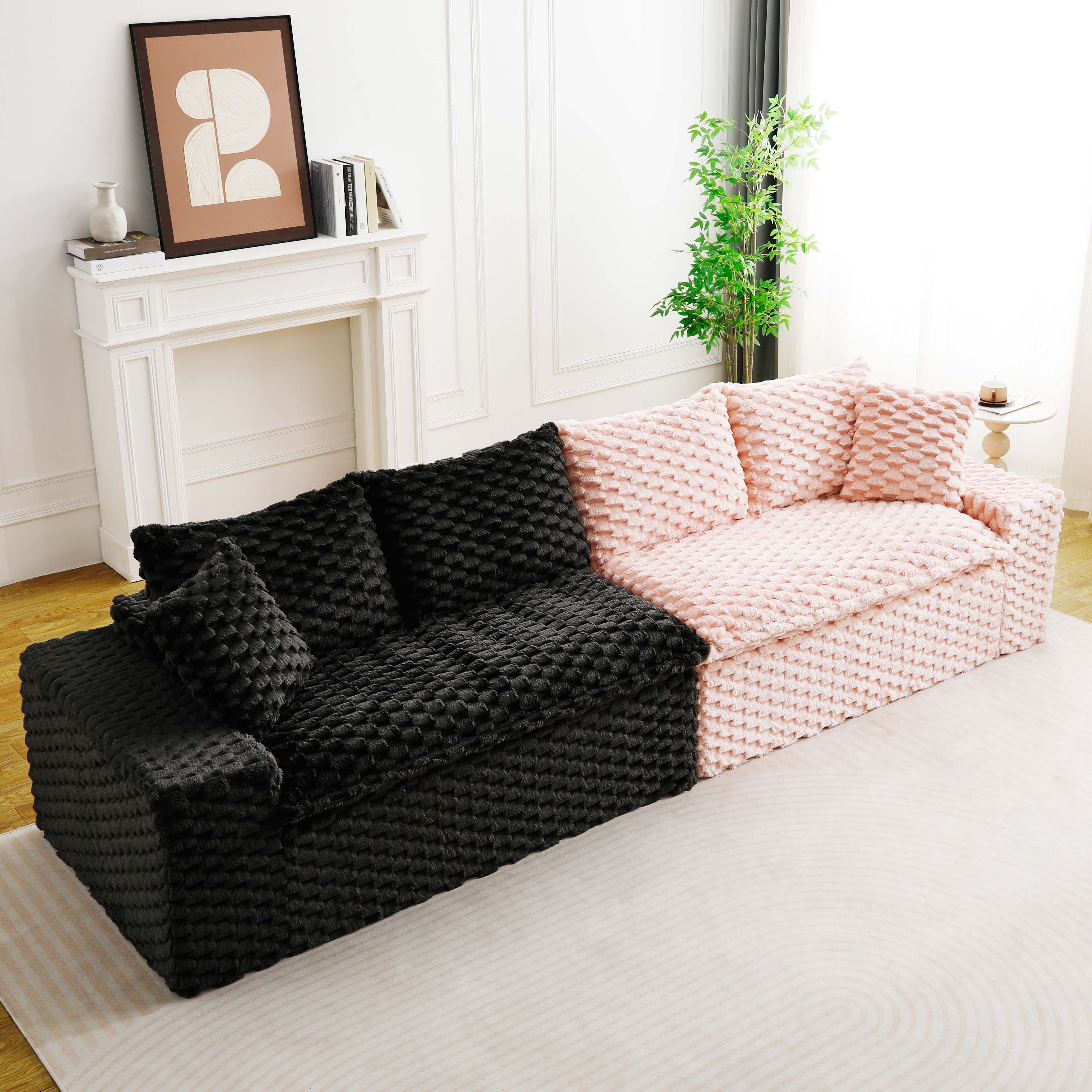 Causeuse multifonctionnelle velours tortue, arrangement flexible