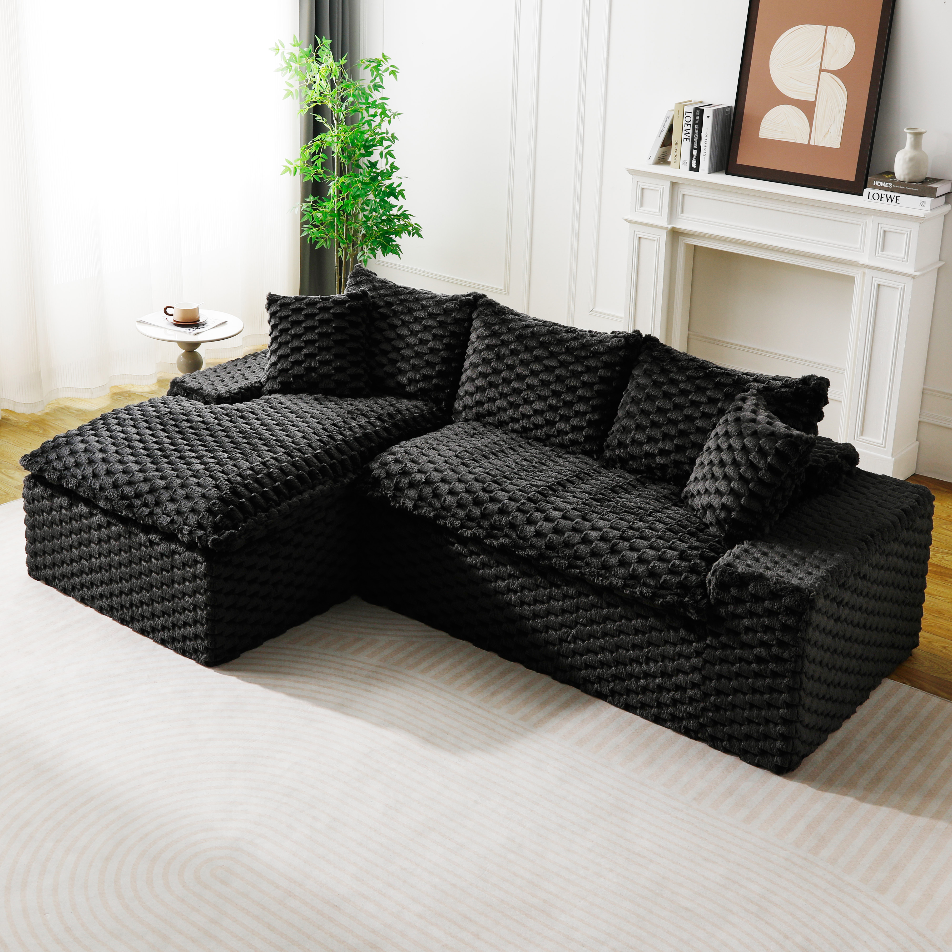 Canapé convertible Black Turtle velours gauche